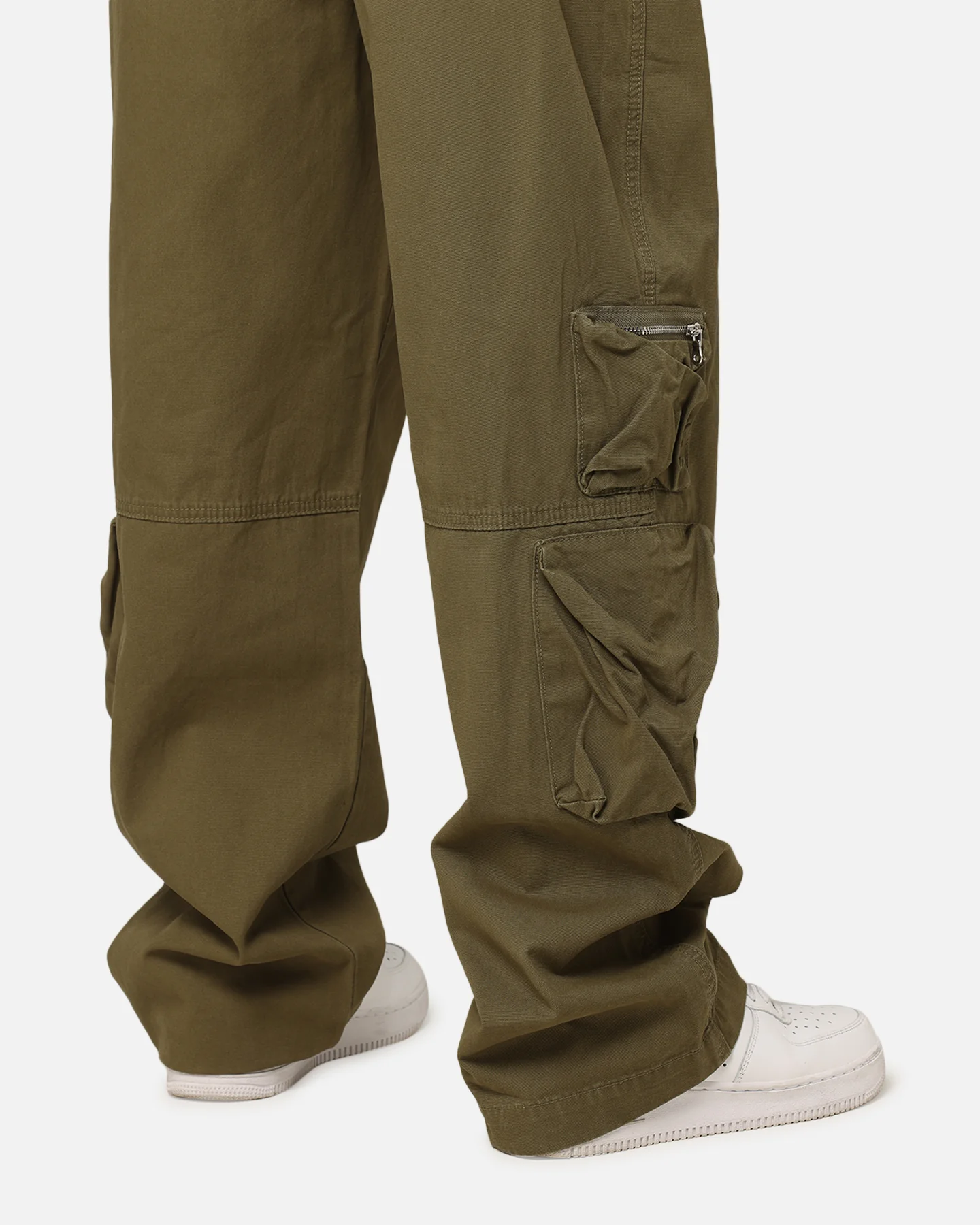 MNML Ultra Baggy Tactical Cargo Pants Olive - Image 3