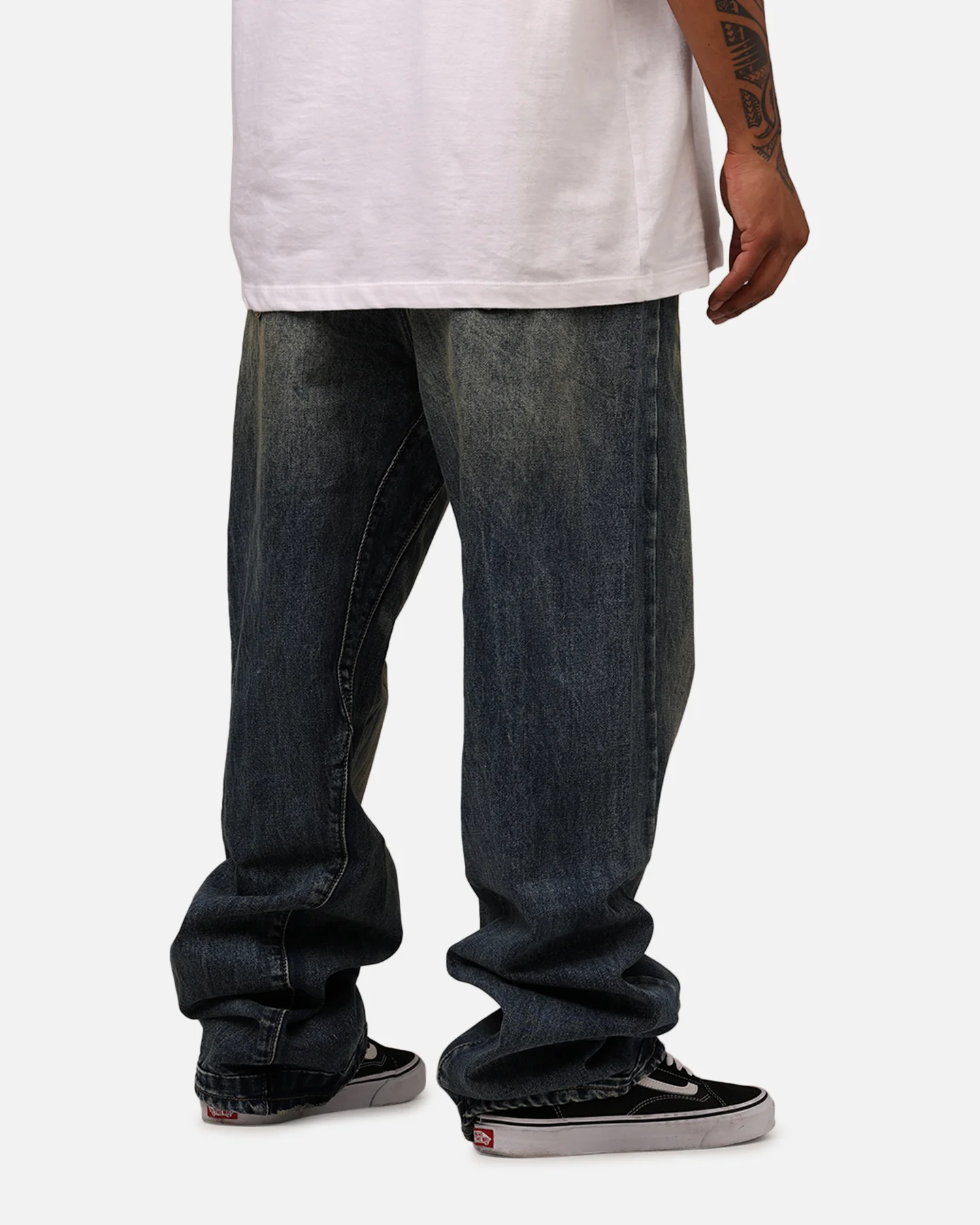MNML Ultra Baggy Washed Up Denim Jeans Blue - Image 3