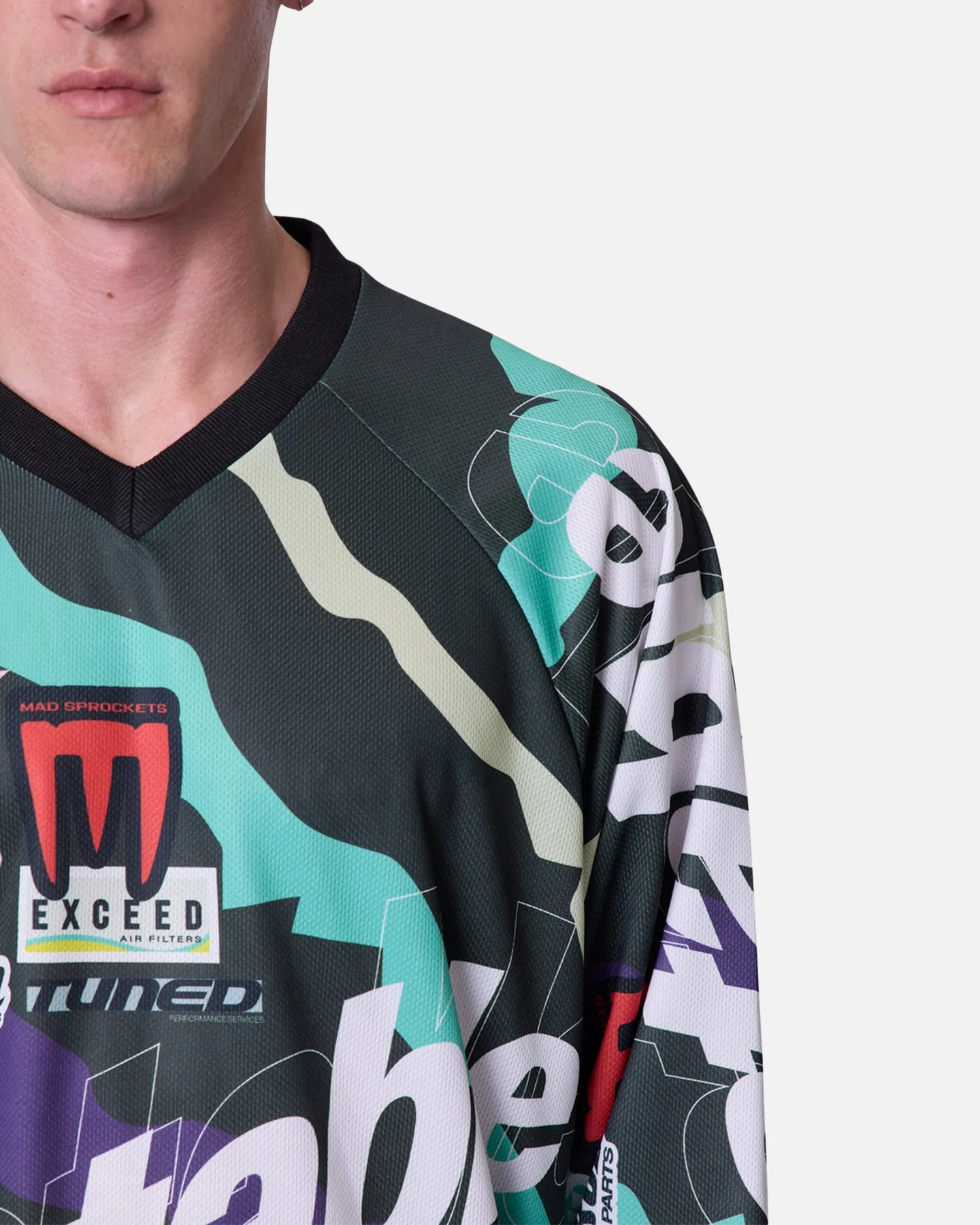 MNML Unstable Moto Long Sleeve T-Shirt Mint/Multi - Image 5