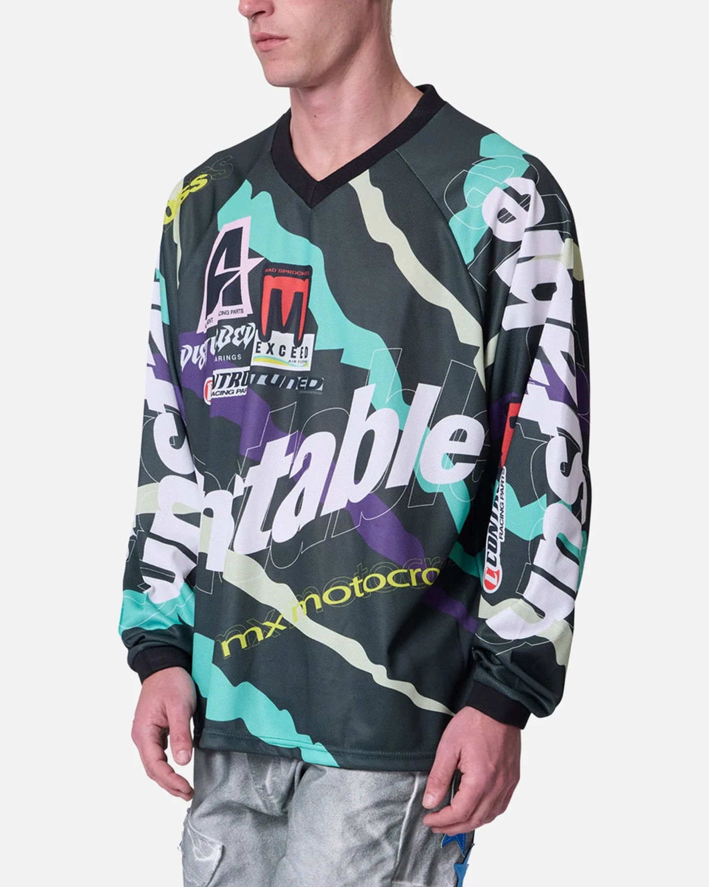 MNML Unstable Moto Long Sleeve T-Shirt Mint/Multi - Image 6