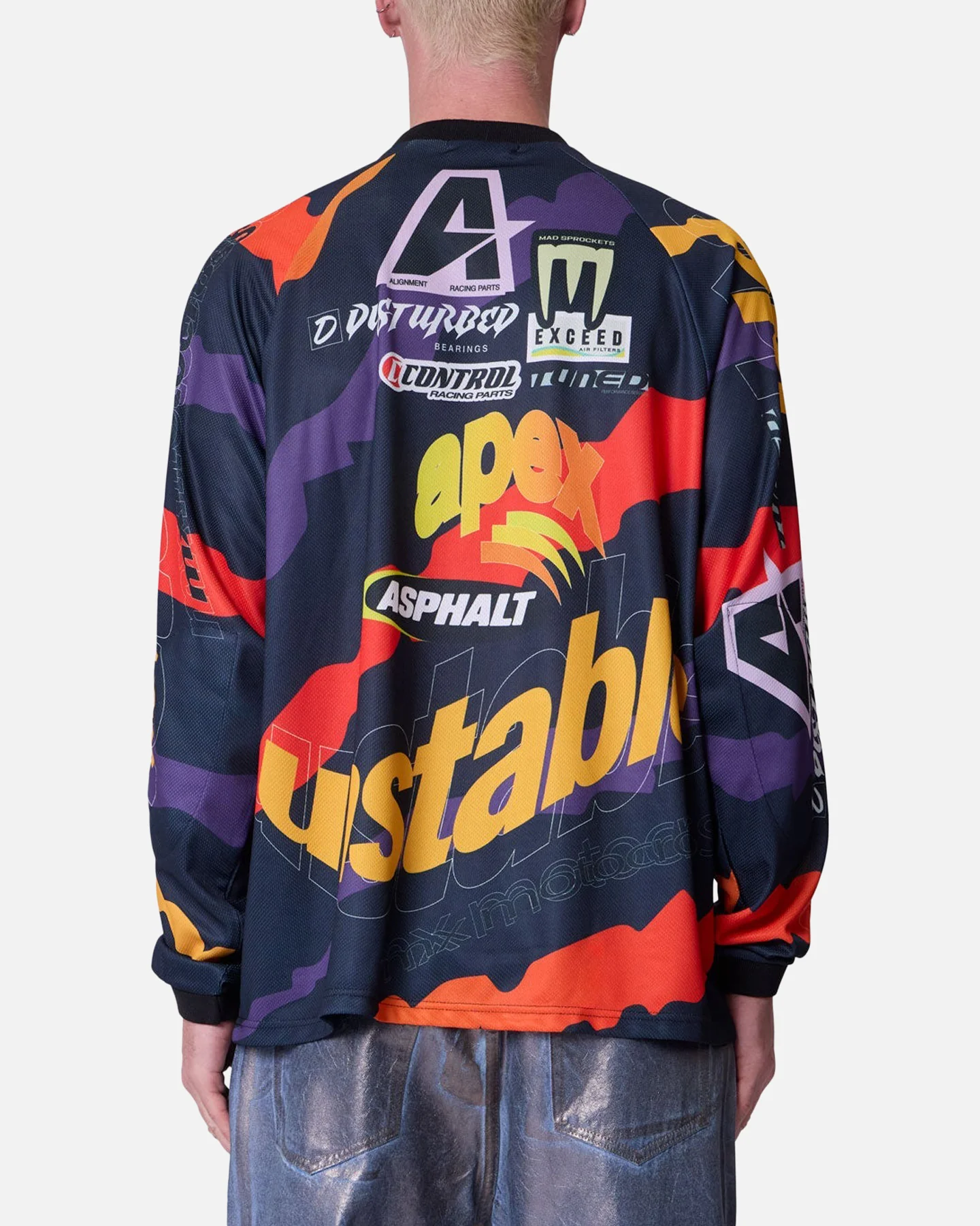 MNML Unstable Moto Long Sleeve T-Shirt Orange Multi - Image 2