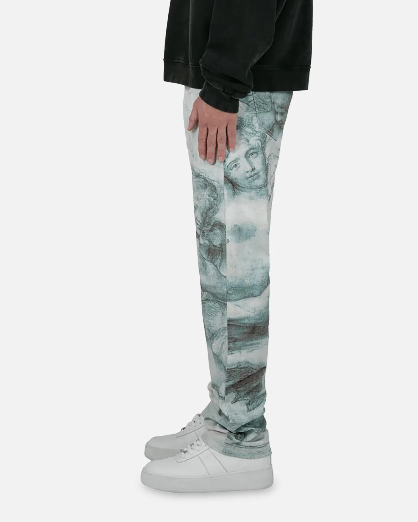 MNML V351 Art Baggy Denim Jeans Black/White - Image 3