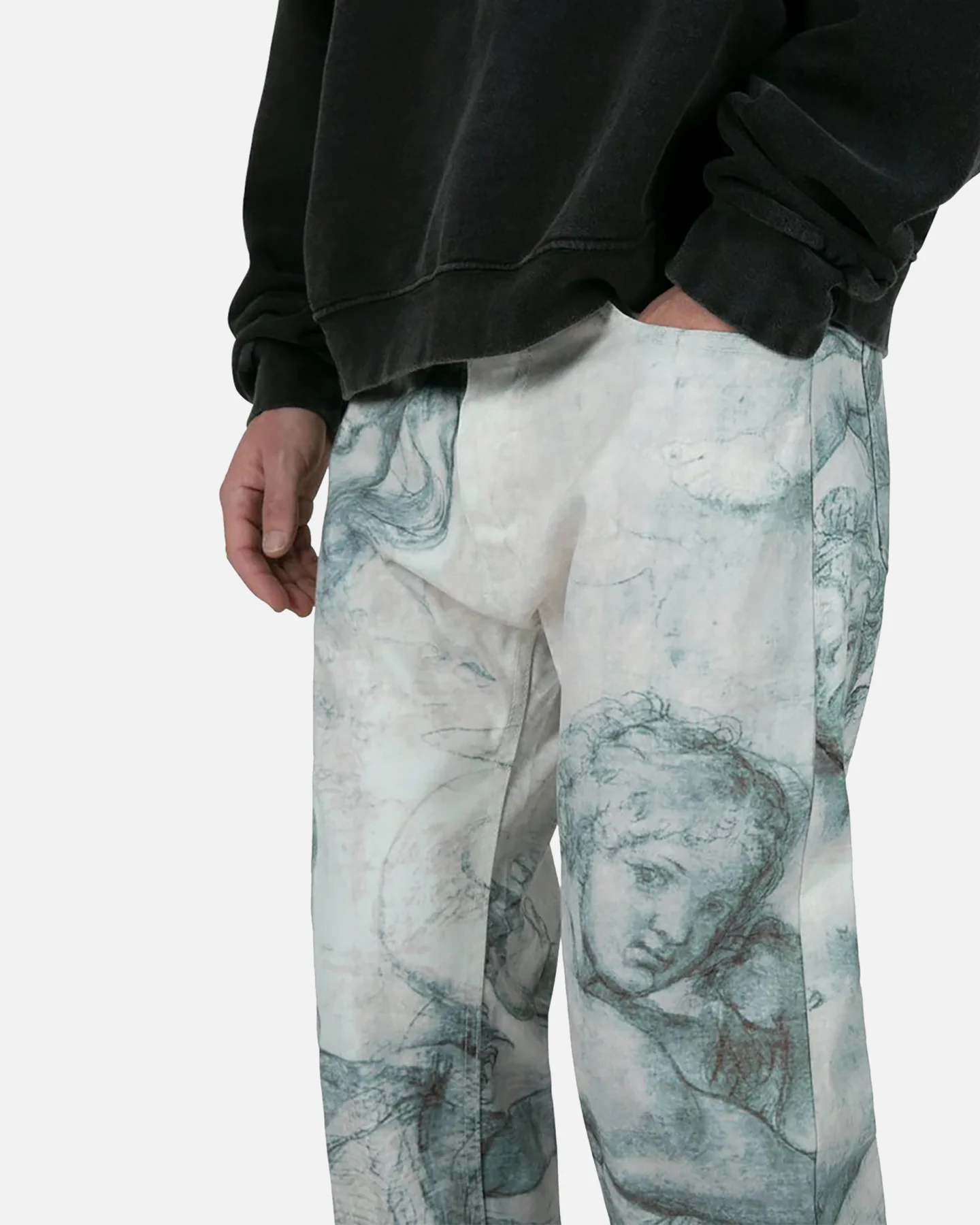 MNML V351 Art Baggy Denim Jeans Black/White - Image 5