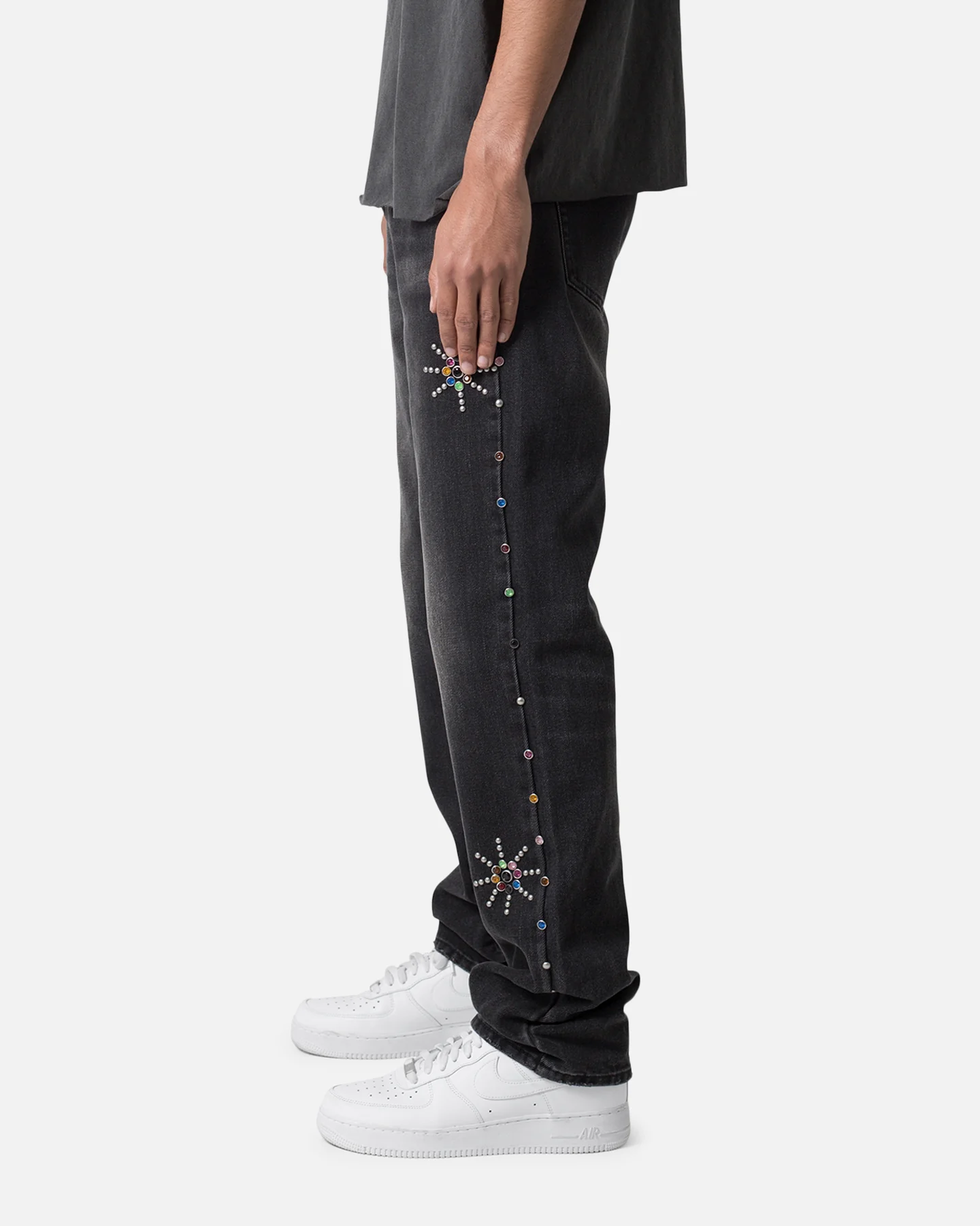 MNML V376 Baggy Denim Jeans Washed Black - Image 3