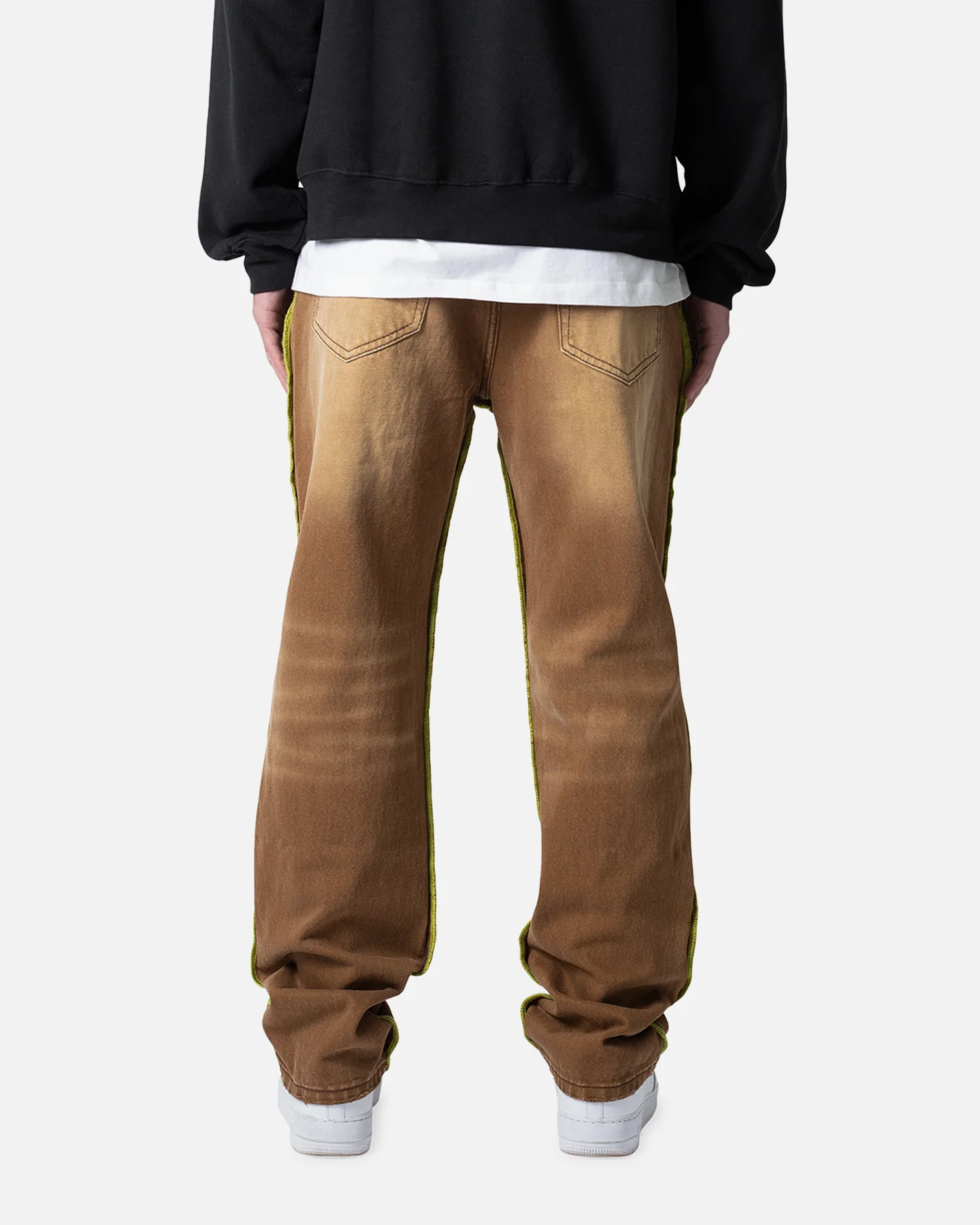 MNML V592 Serged Baggy Denim Jeans Brown - Image 4