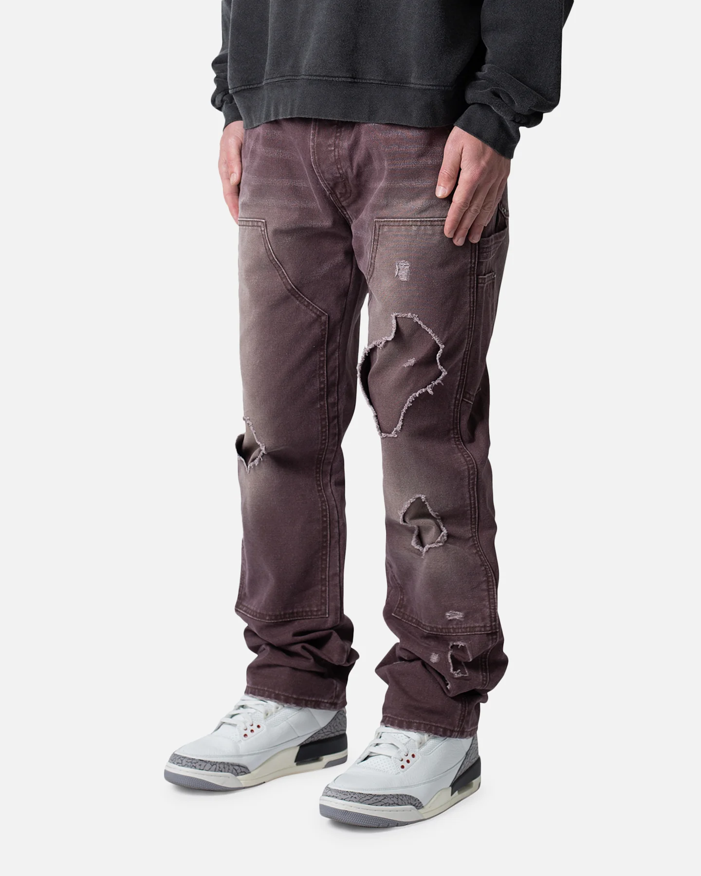 MNML V602 Thrashed Carpenter Pants Brown - Image 2
