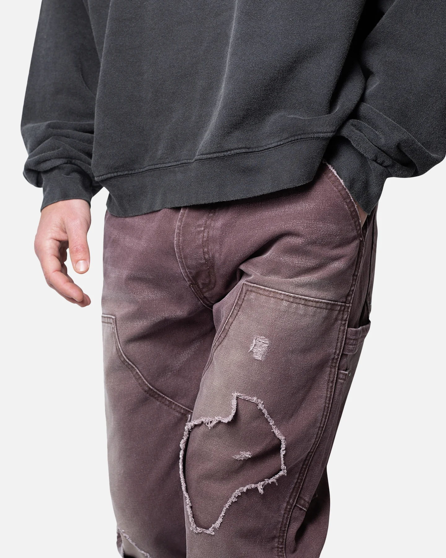 MNML V602 Thrashed Carpenter Pants Brown - Image 5