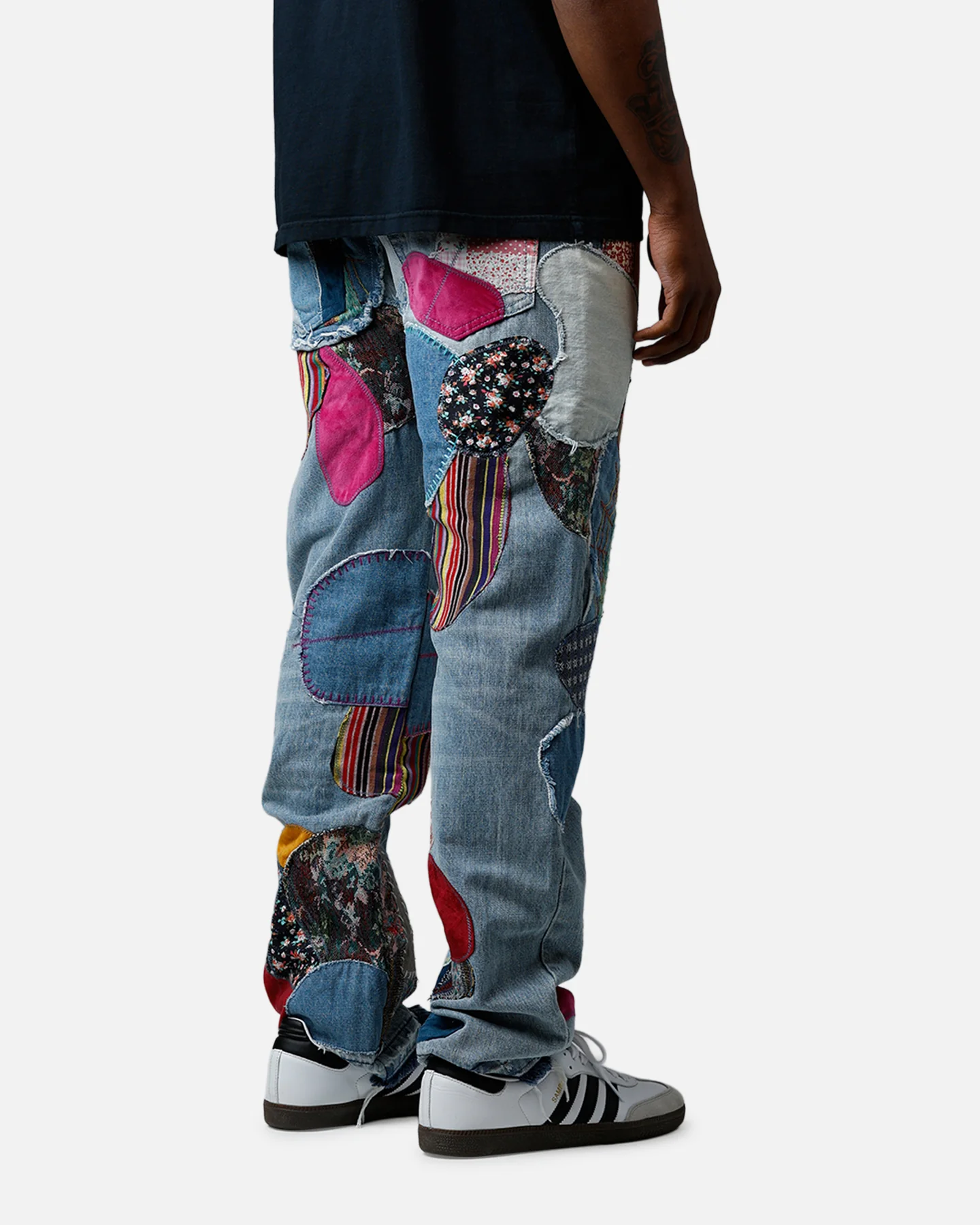 MNML V647 Baggy Patchwork Denim Jeans Blue Multi - Image 3