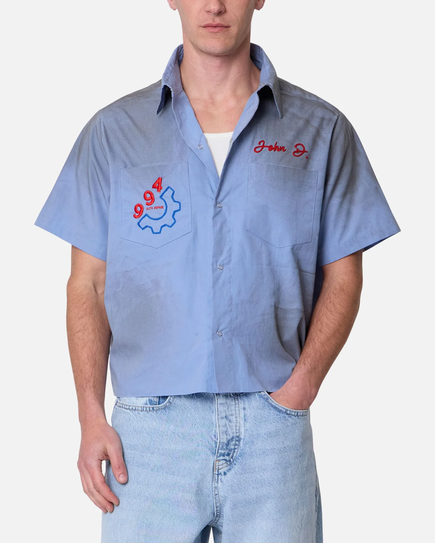 MNML Vintage Work Shirt Light Blue - Image 5