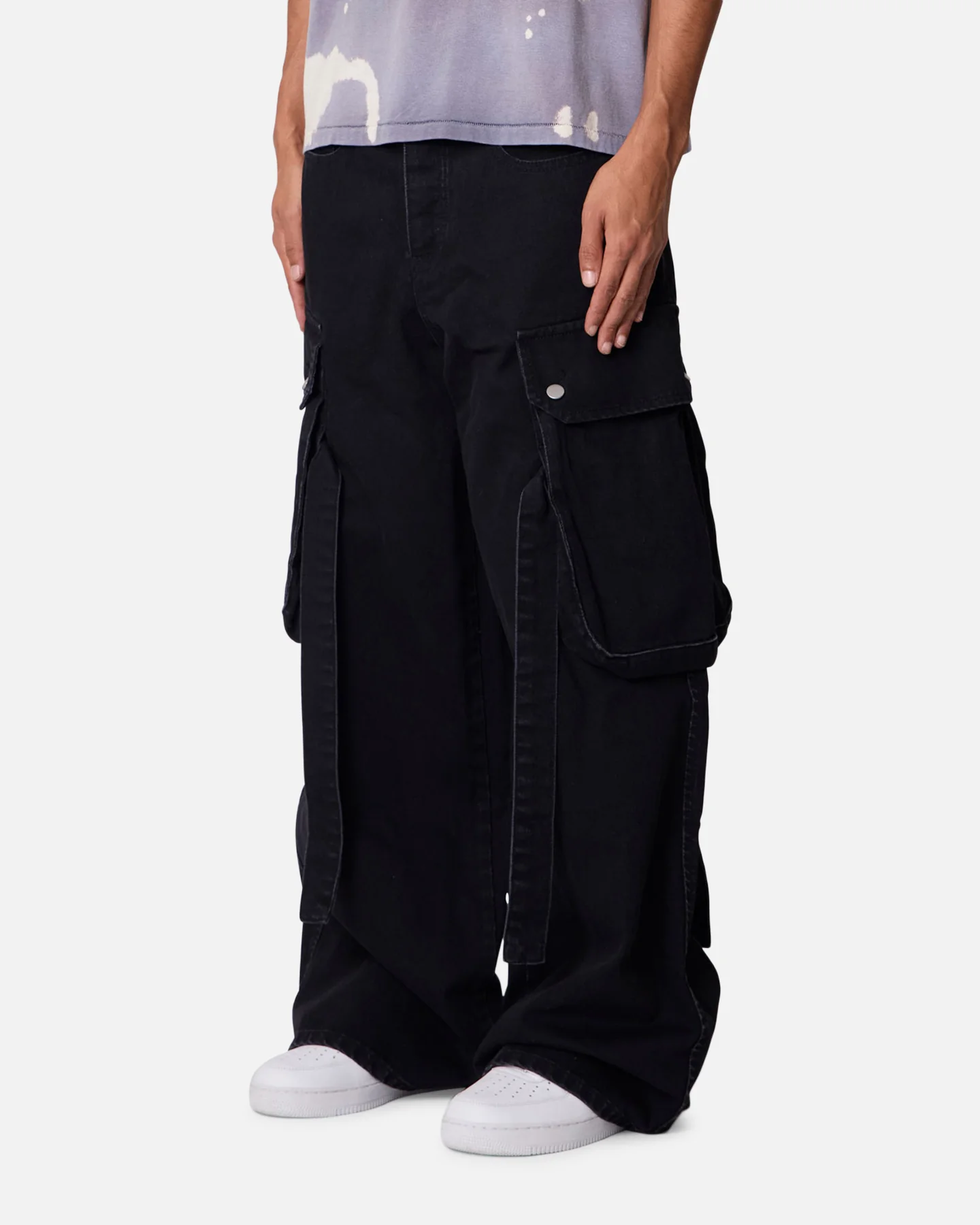 MNML Washed Cargo Pants Washed Black - Image 4