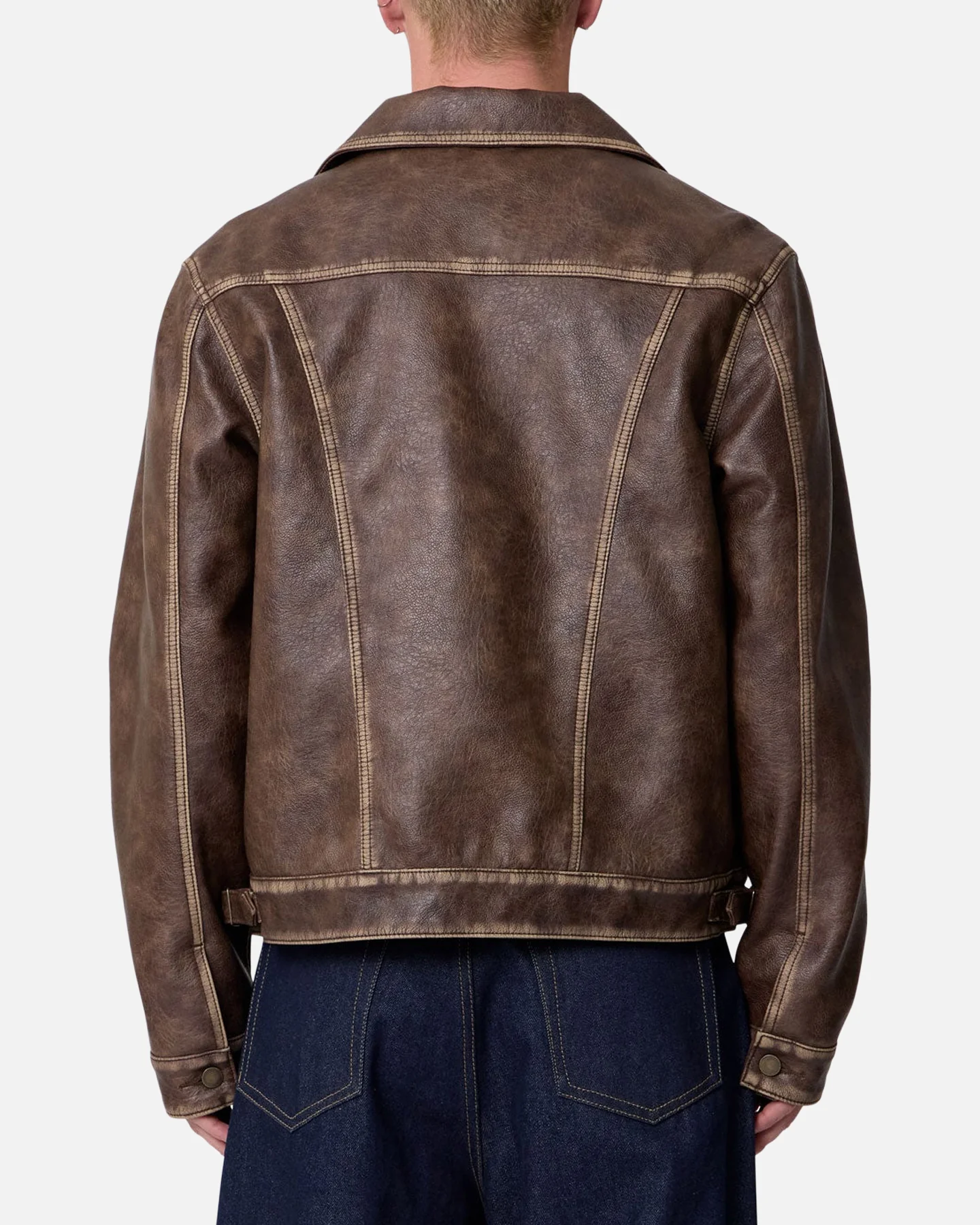 MNML Washed Leather Jacket Brown - Image 2
