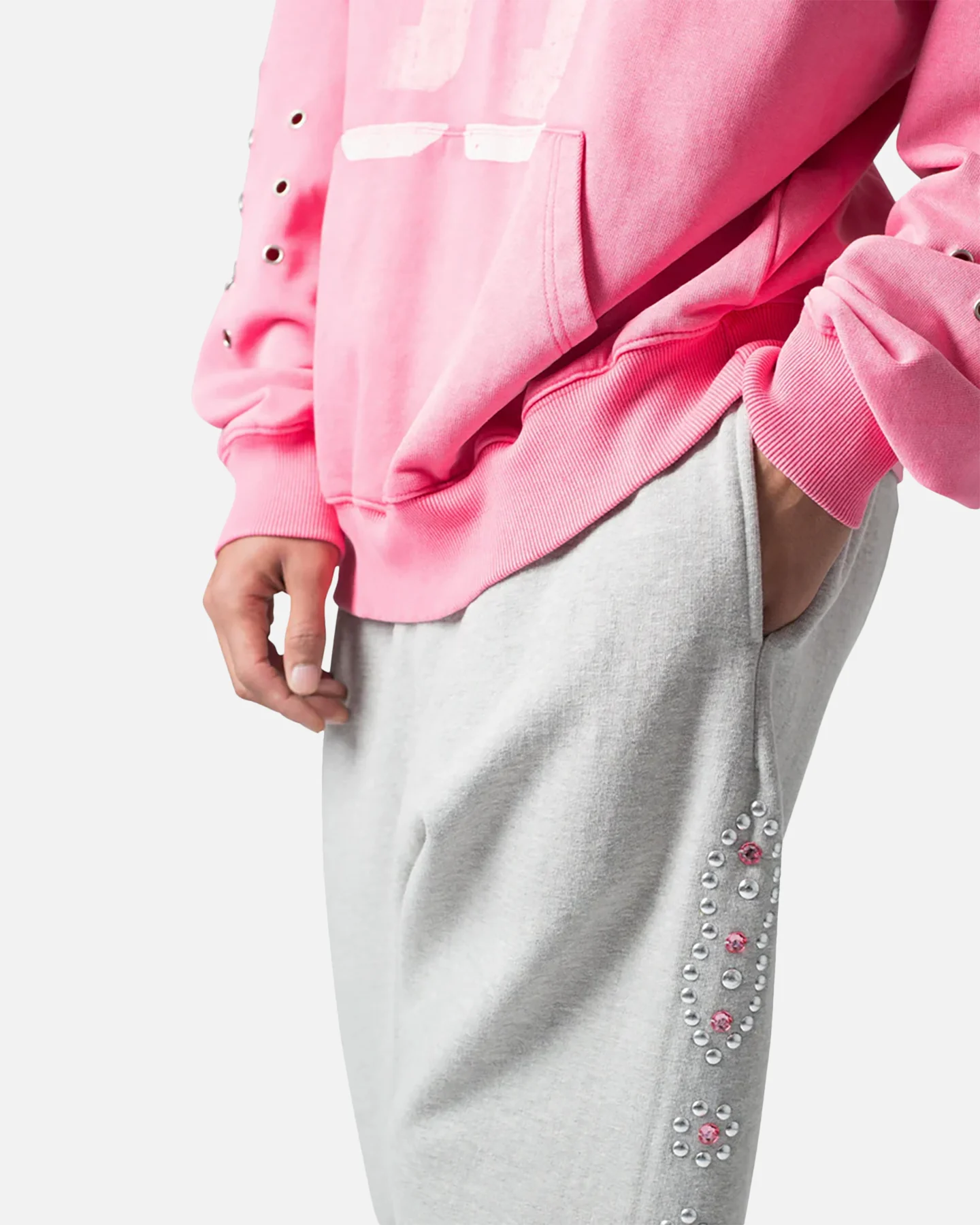 MNML West Studded Baggy Sweatpants Grey - Image 5
