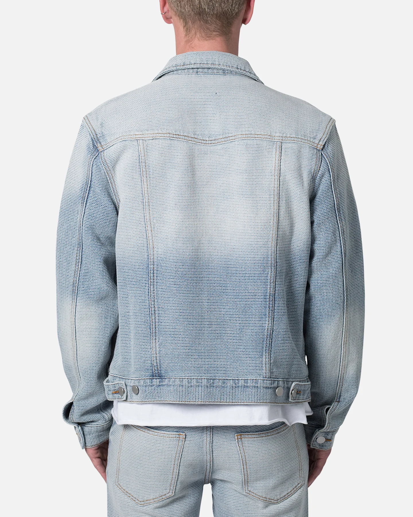 MNML Western Crosshatch Trucker Denim Jacket Blue - Image 4