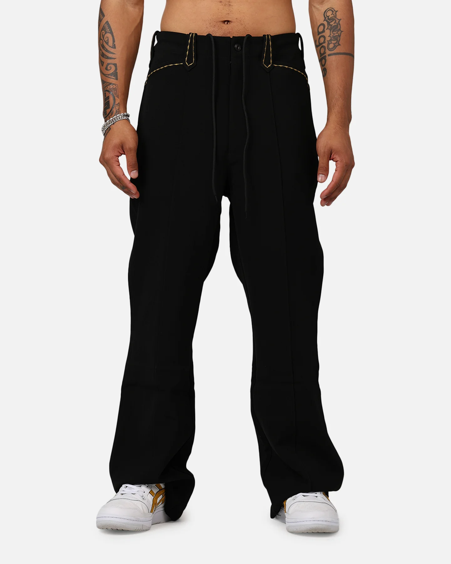MNML Western Stitch Trouser Pants Black/Gold - Image 6