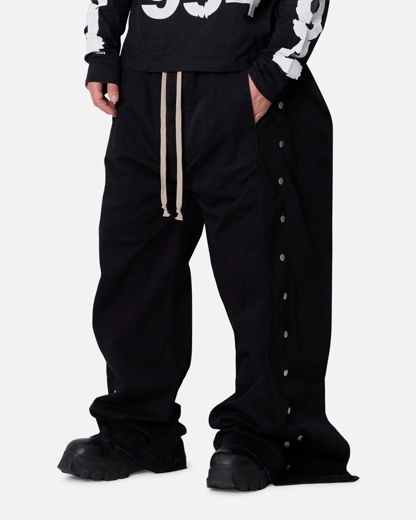MNML Wide Panel Side Snap Pants Black - Image 2