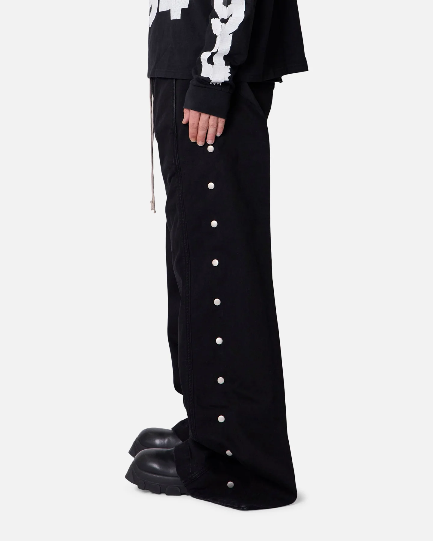 MNML Wide Panel Side Snap Pants Black - Image 3