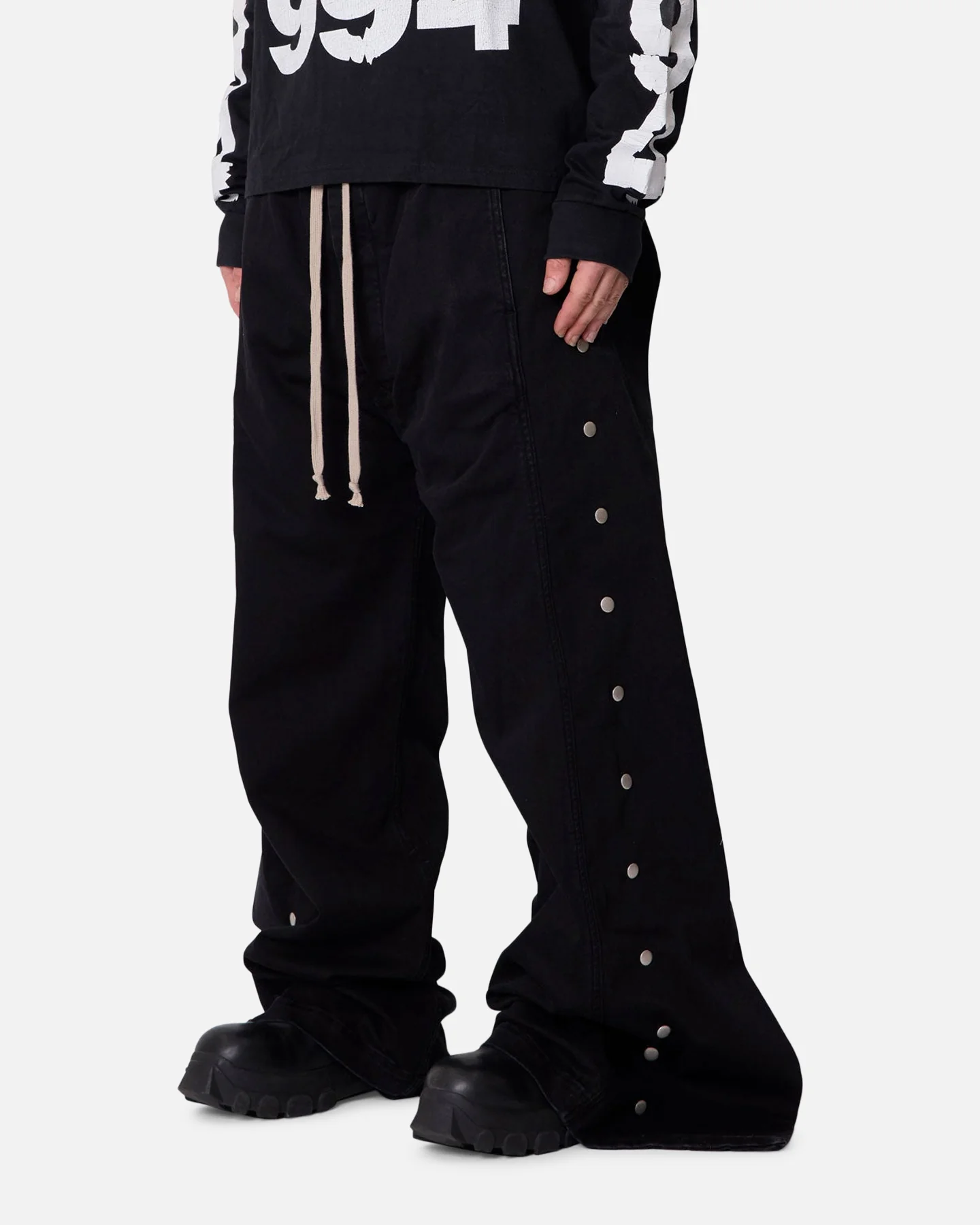 MNML Wide Panel Side Snap Pants Black - Image 4