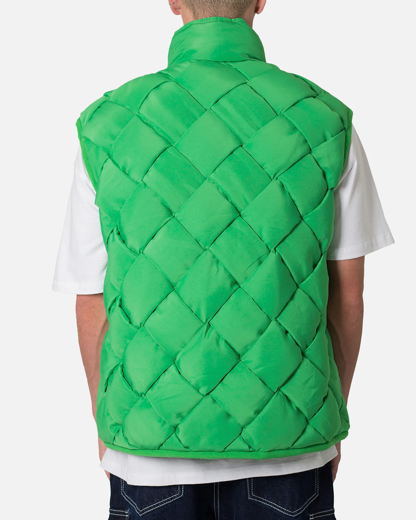 MNML Woven Puffer Vest Green - Image 4