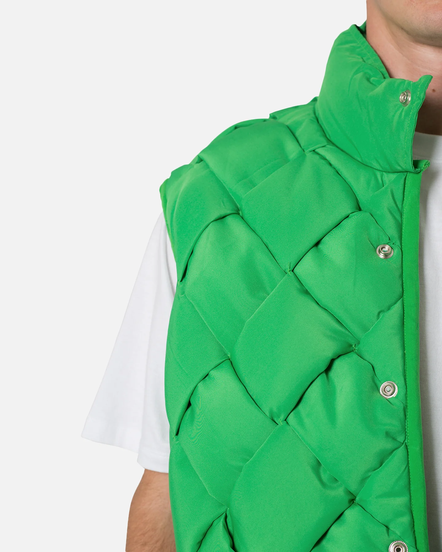 MNML Woven Puffer Vest Green - Image 5