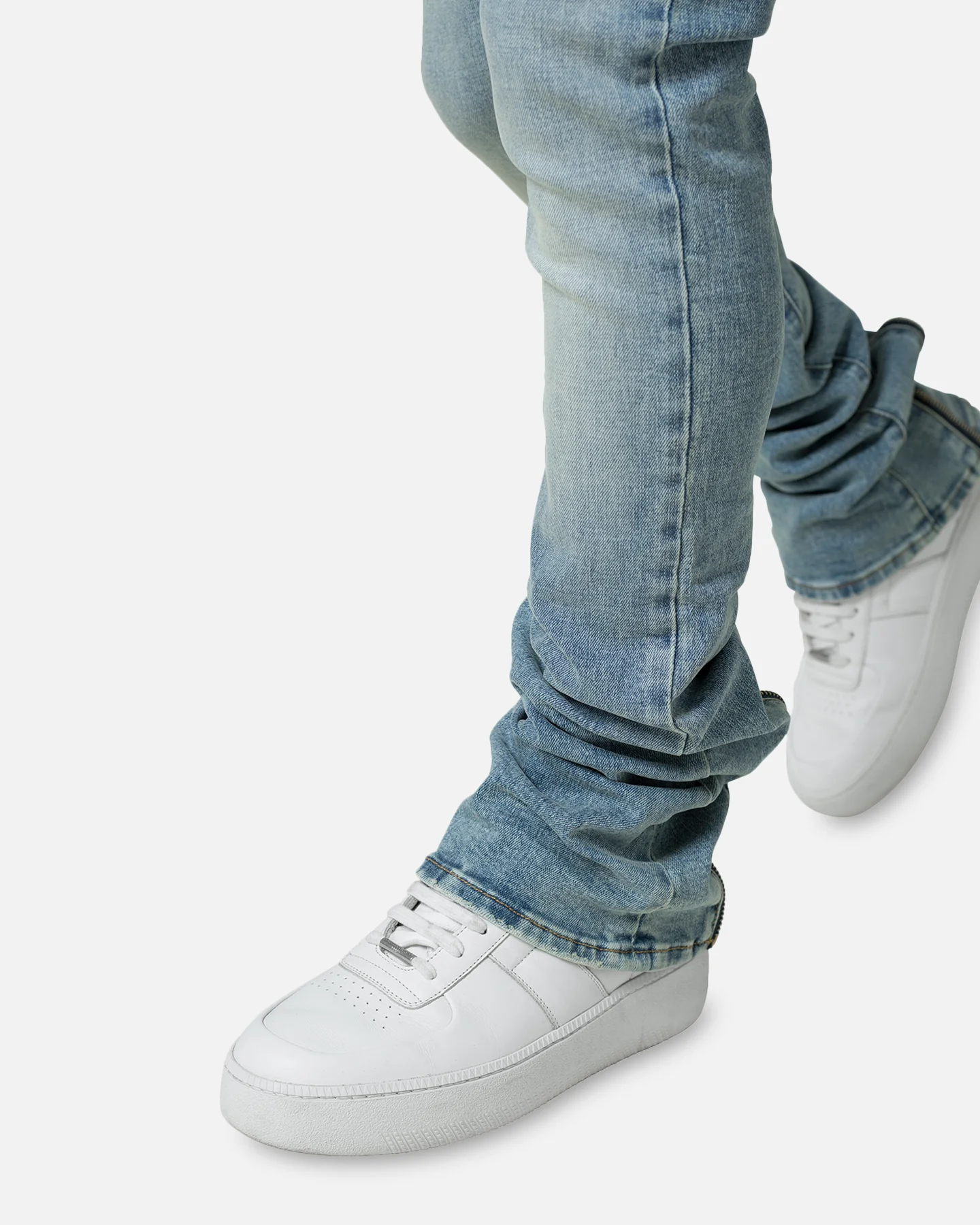 MNML X491 Convertible Skinny Denim Jeans Washed Blue - Image 6