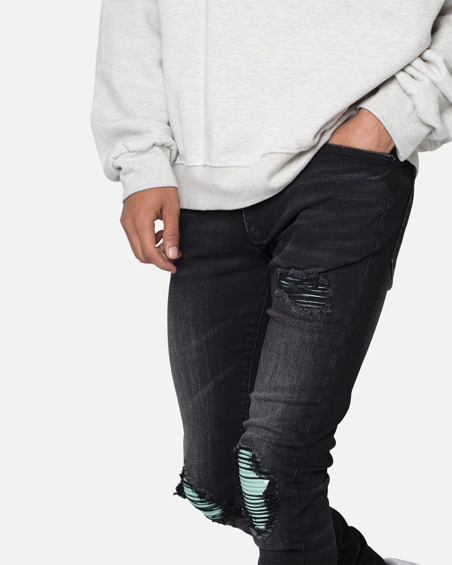 MNML X559 Skinny Denim Jeans Black/Green - Image 5