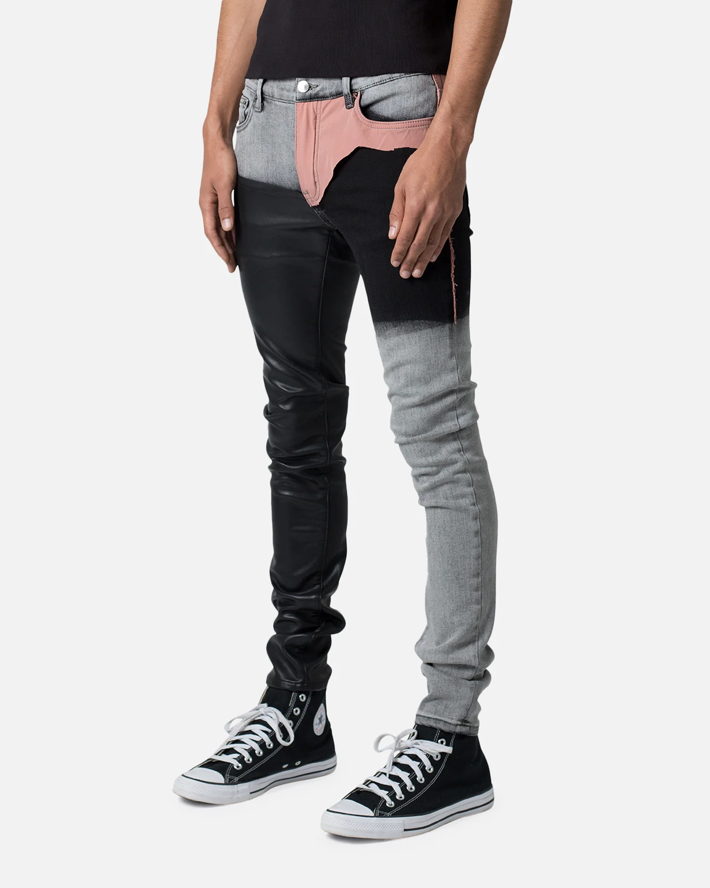 MNML X596 Patched Skinny Denim Jeans Multi - Image 2