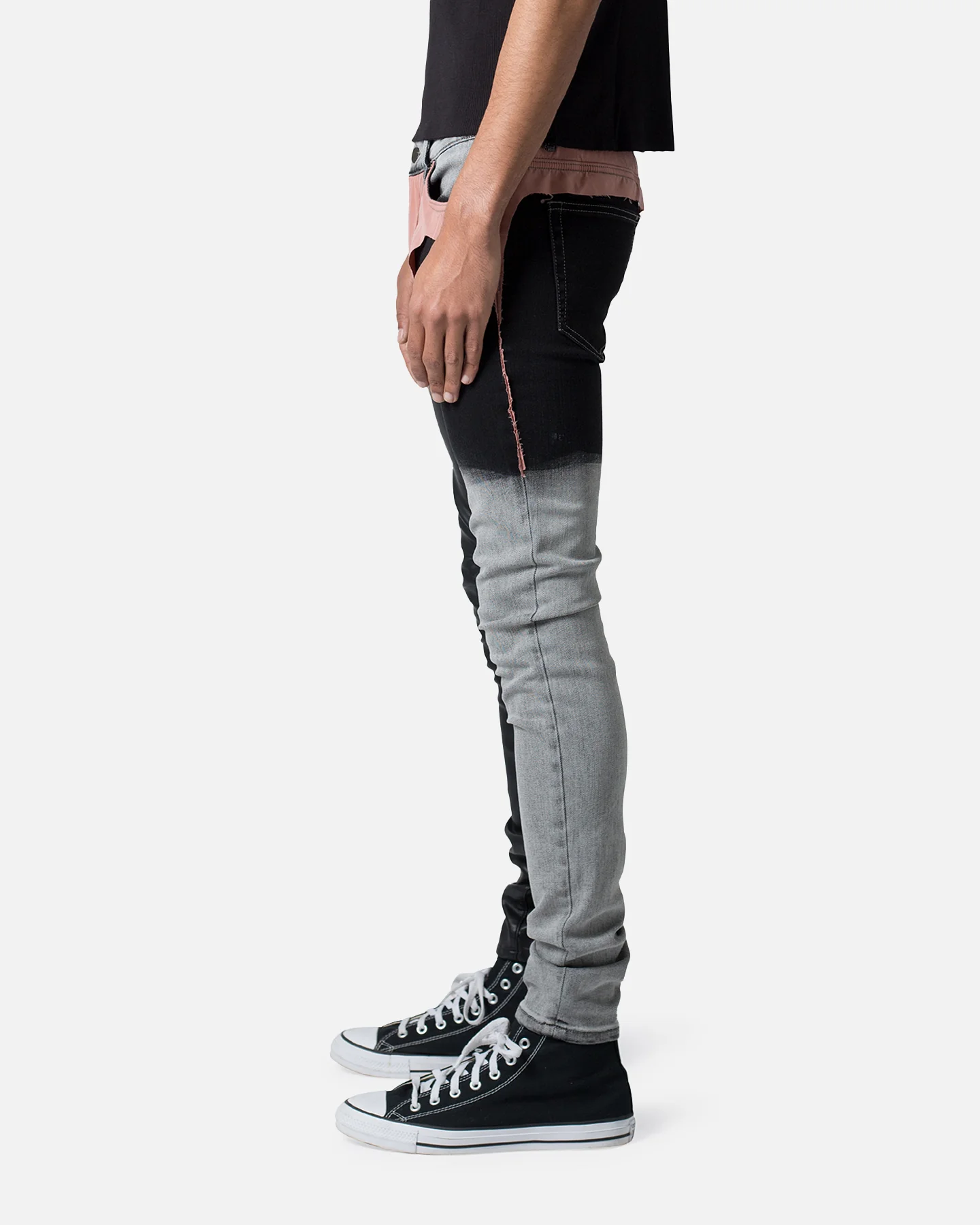 MNML X596 Patched Skinny Denim Jeans Multi - Image 3