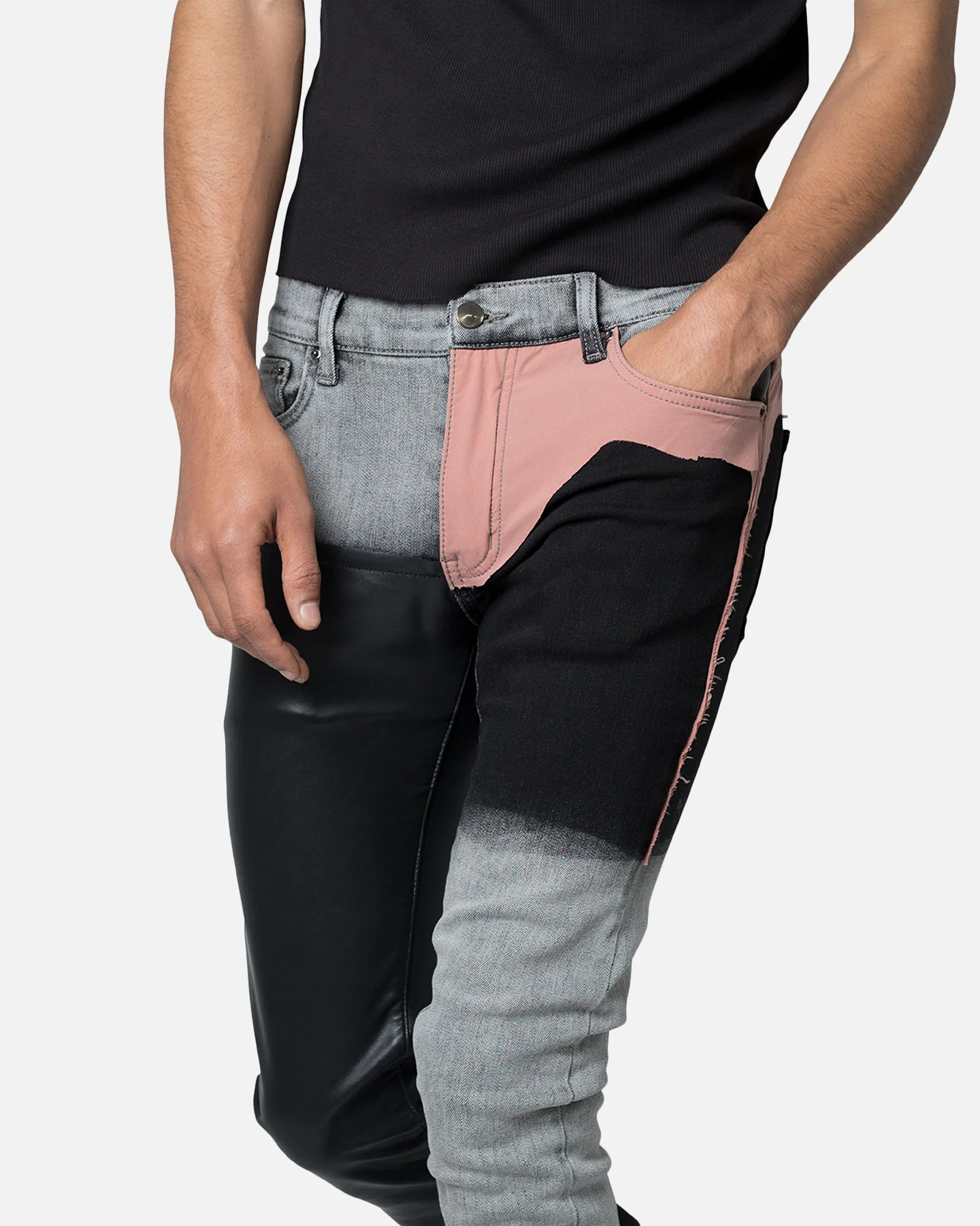 MNML X596 Patched Skinny Denim Jeans Multi - Image 5