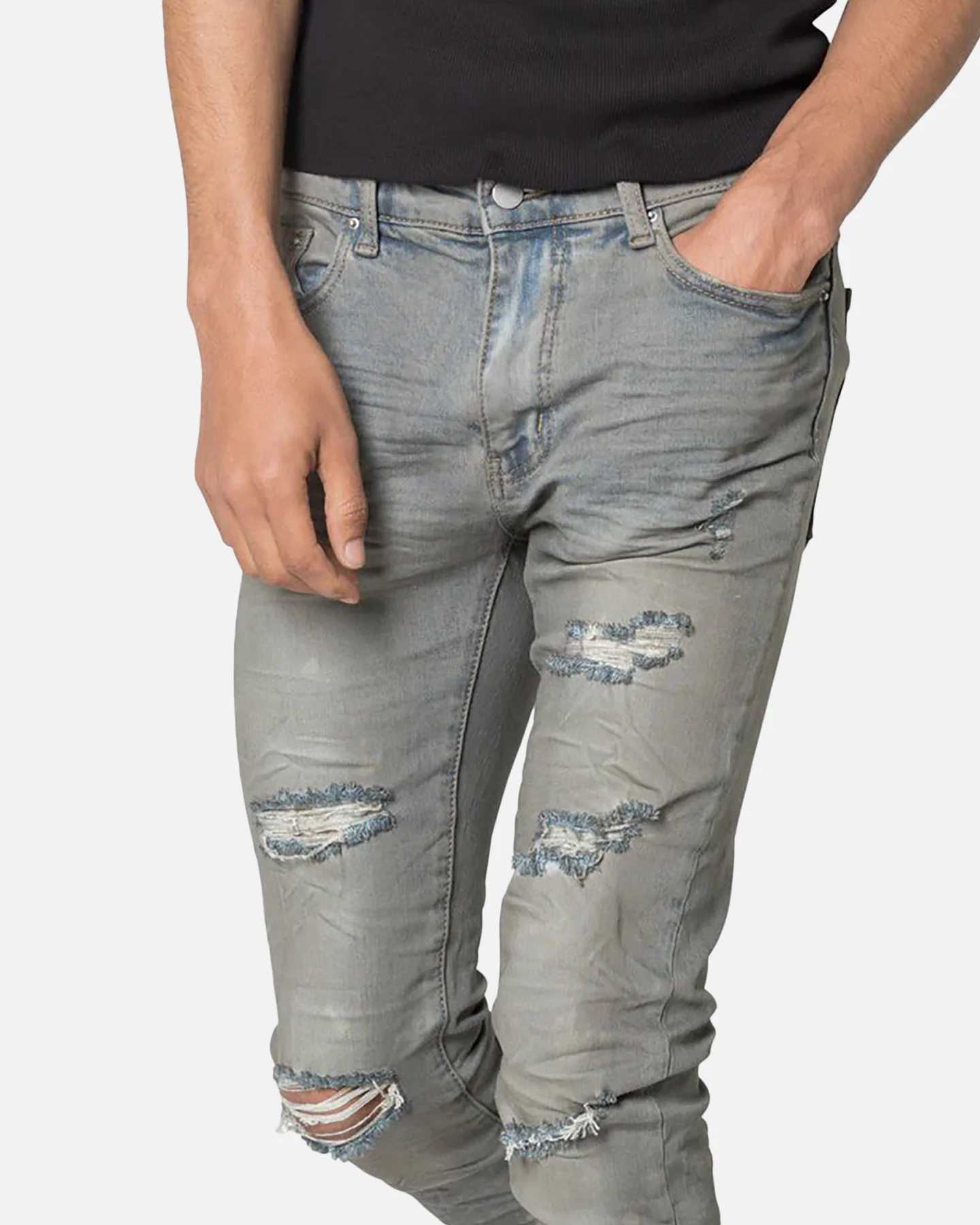 MNML X607 Paint Skinny Denim Jeans Blue - Image 5