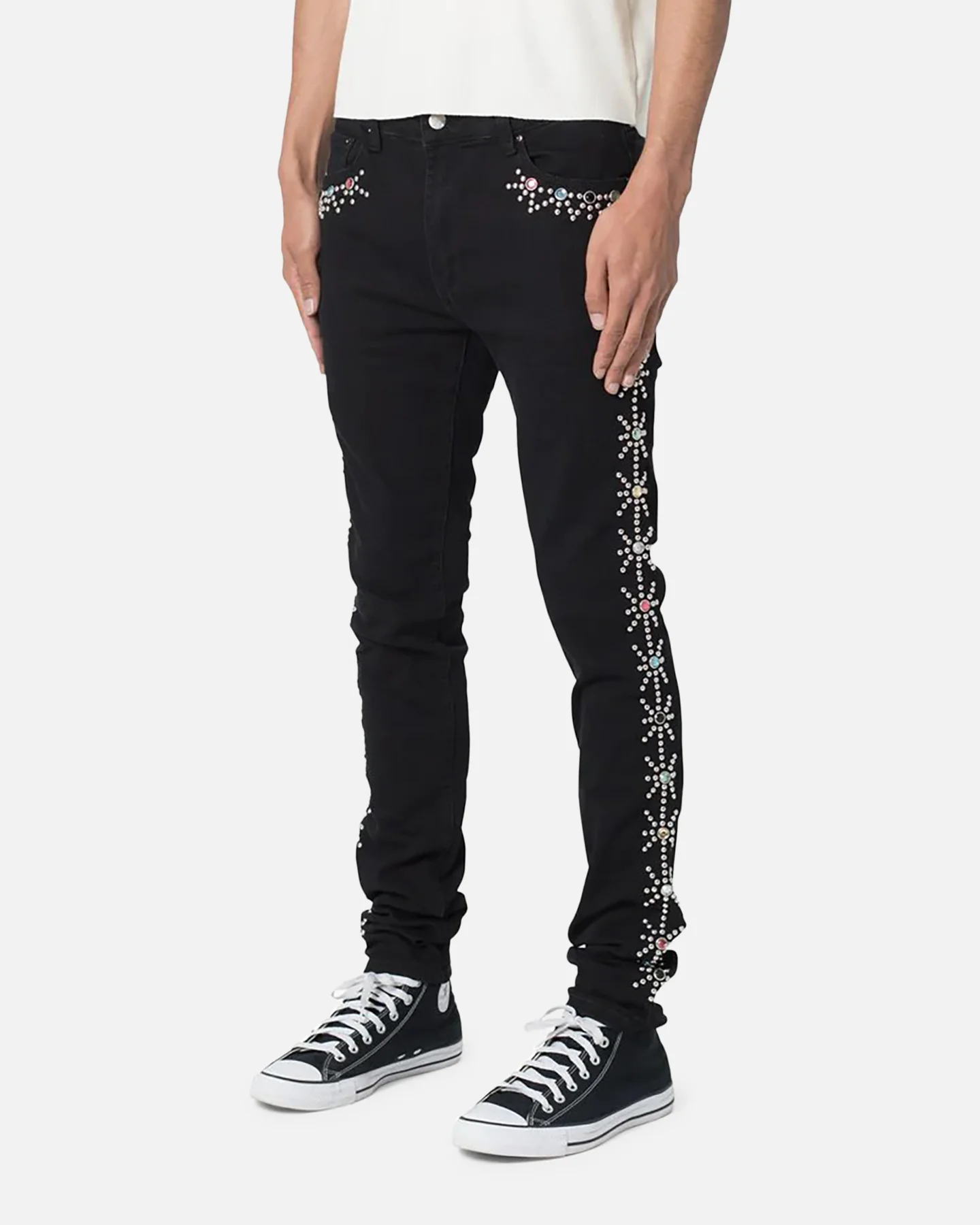 MNML X620 Studded Skinny Denim Jean Black - Image 2