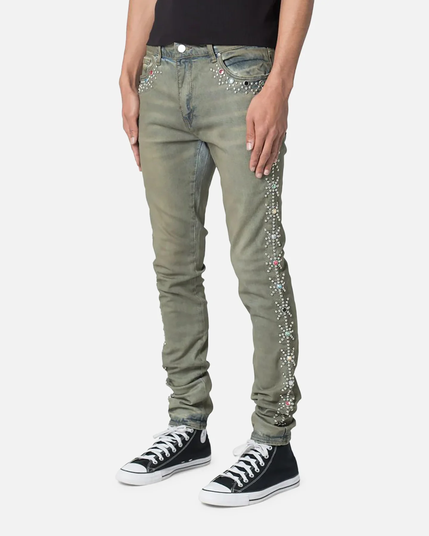 MNML X620 Studded Skinny Denim Jean Blue - Image 2