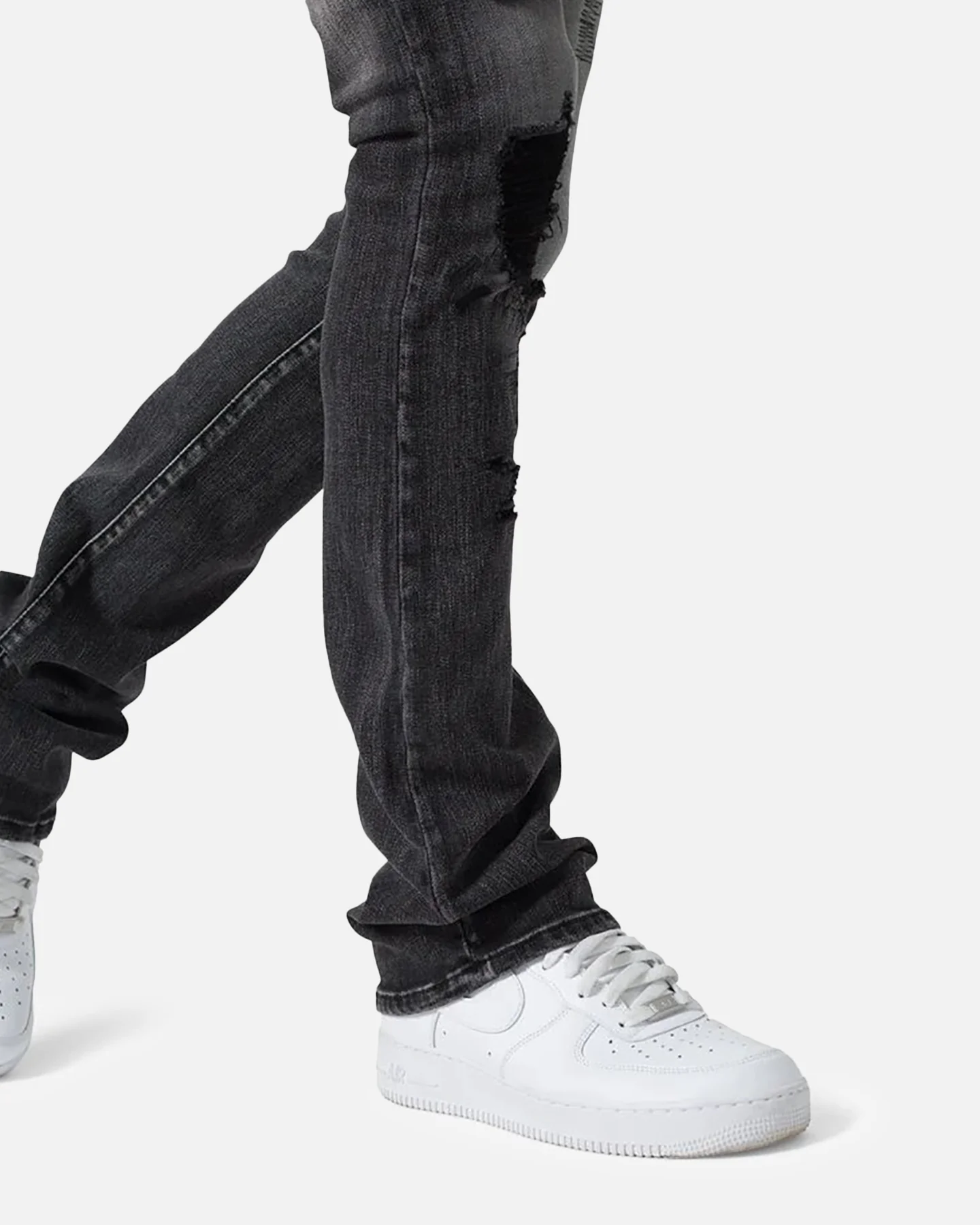MNML X635 Ripped Flare Denim Jeans Black - Image 6