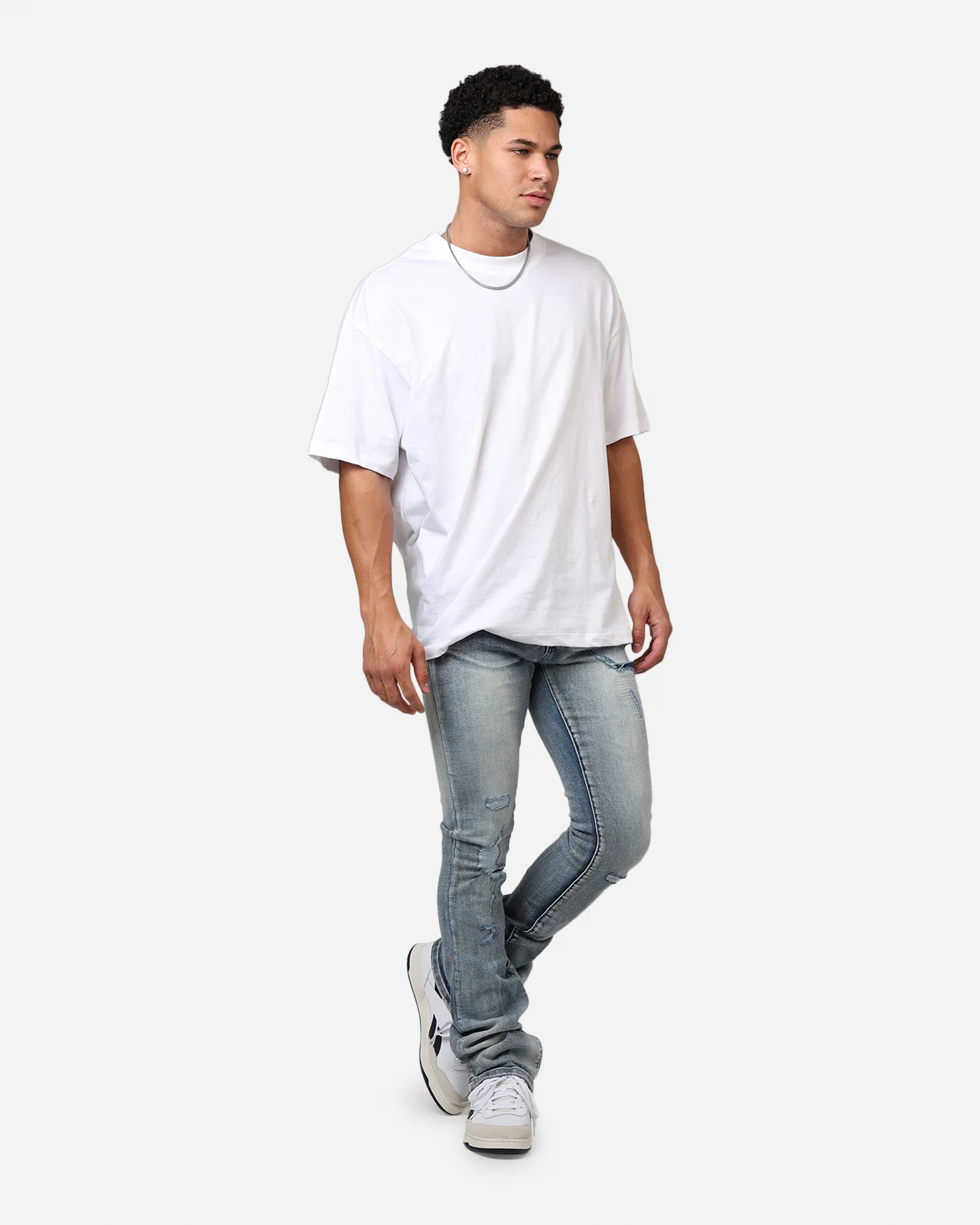 MNML X635 Ripped Flare Denim Jeans Blue - Image 2