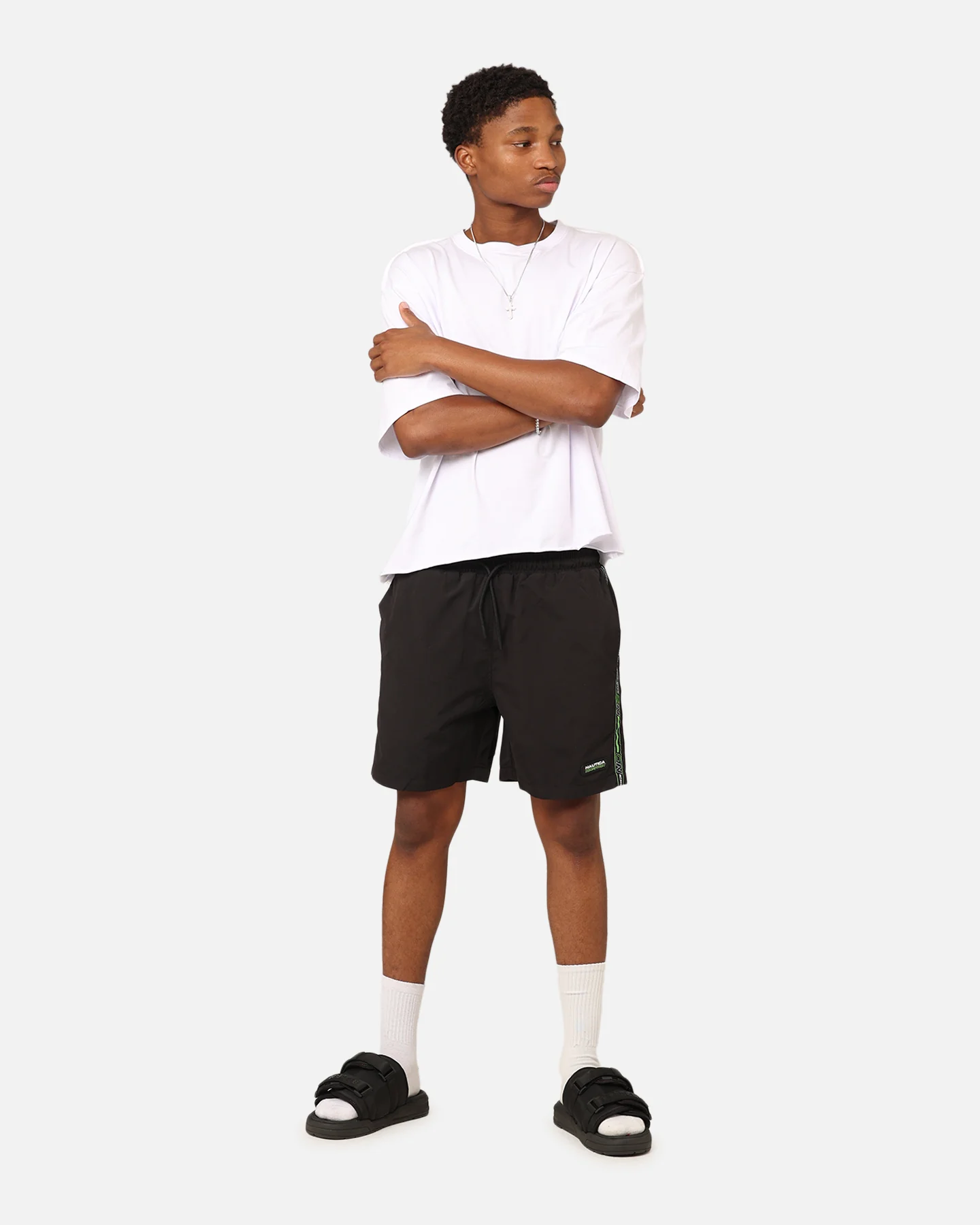 Nautica Button 6" Swim Shorts Black - Image 2