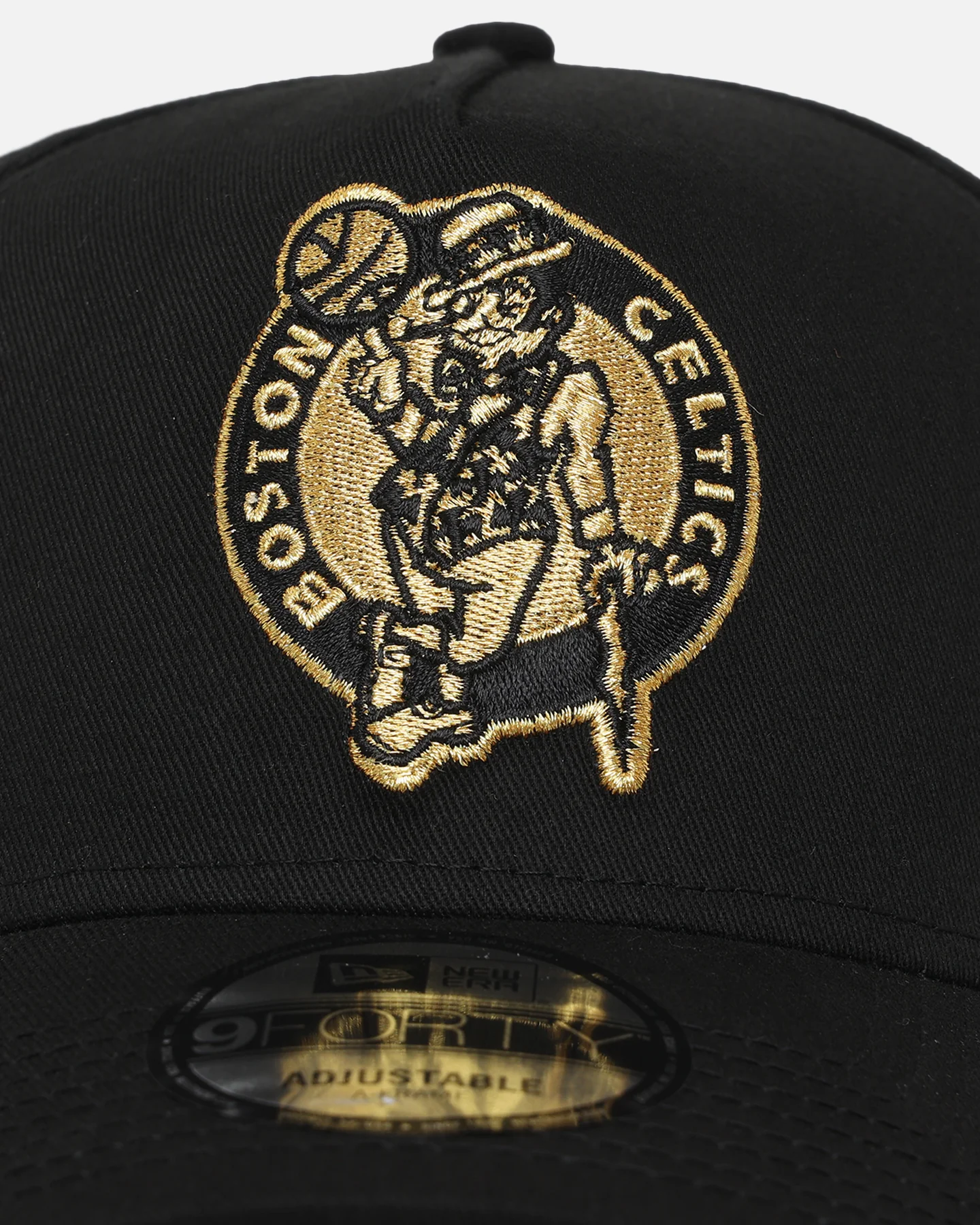 New Era Boston Celtics 'NBA Black & Gold Embroidery' 9FORTY A-Frame Snapback Black/Gold - Image 5