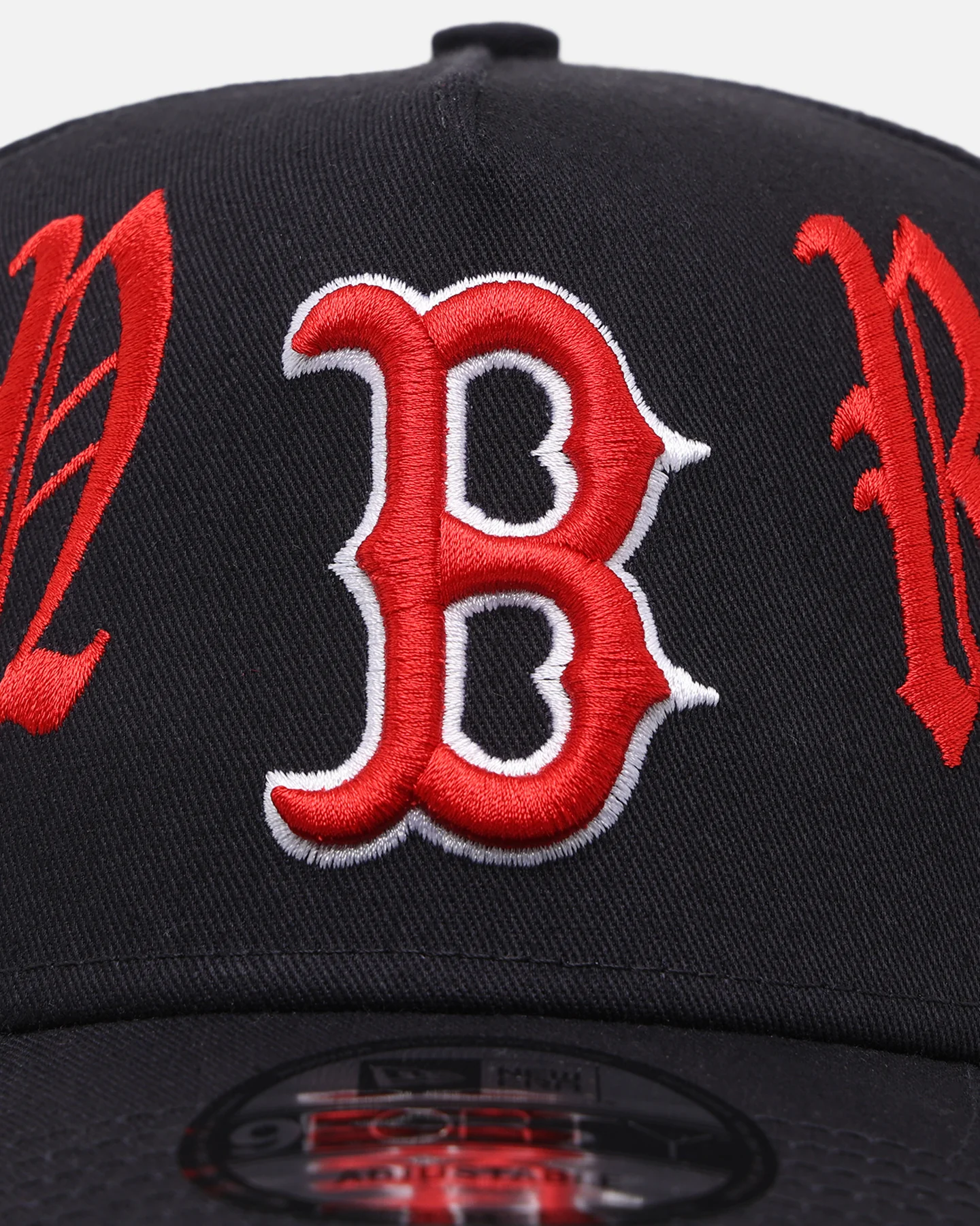 New Era Boston Red Sox 'Gothic Script' 9FORTY A-Frame Snapback Scarlet/Navy - Image 5