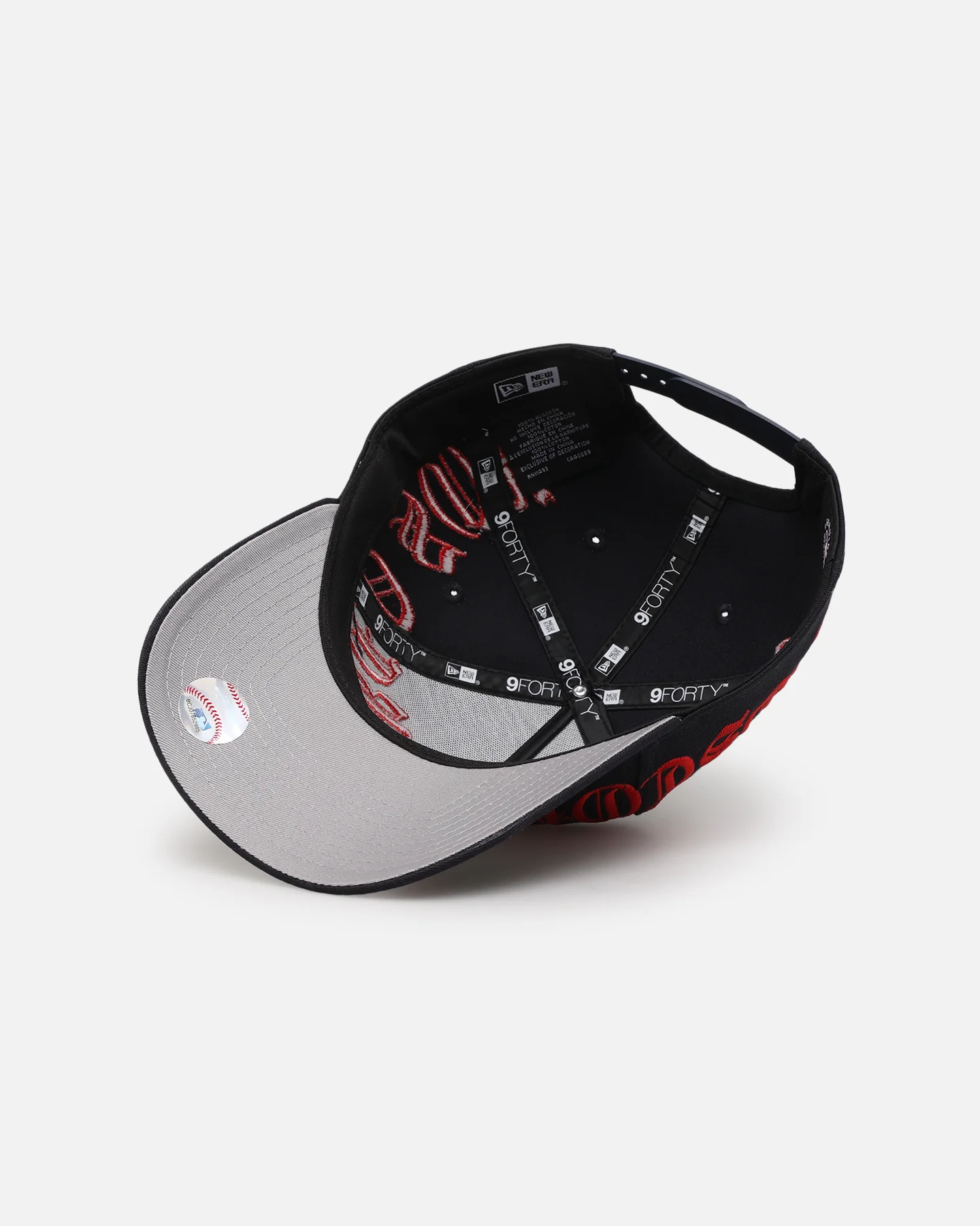 New Era Boston Red Sox 'Gothic Script' 9FORTY A-Frame Snapback Scarlet/Navy - Image 6