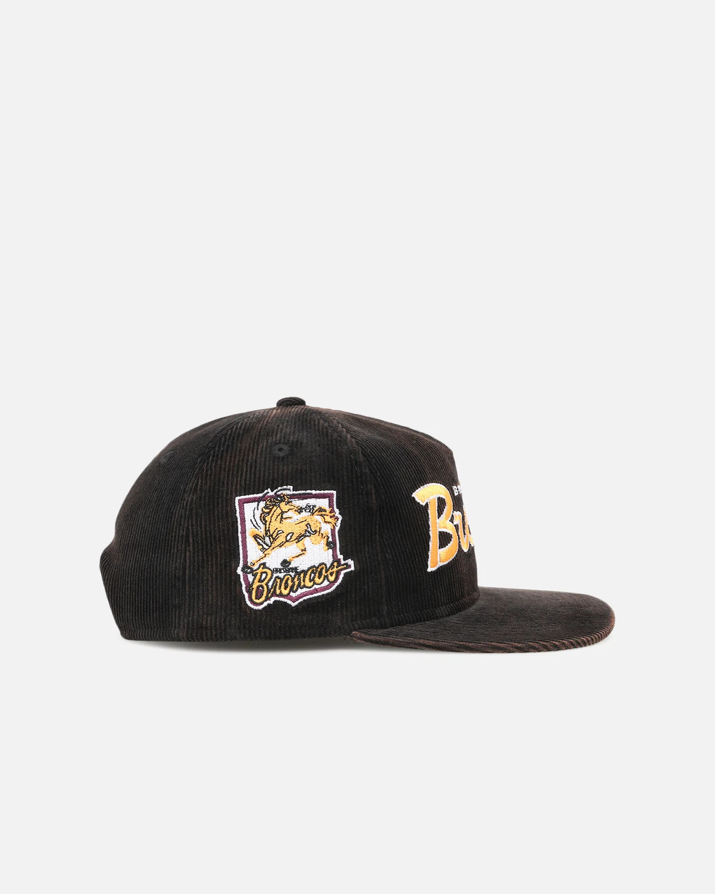 New Era Brisbane Broncos 'NRL Golfer Washed Black' Pre-Curved Corduroy Golfer Snapback Washed Black - Image 3
