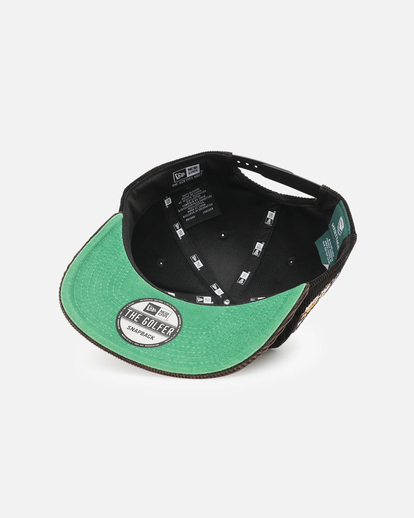 New Era Brisbane Broncos 'NRL Golfer Washed Black' Pre-Curved Corduroy Golfer Snapback Washed Black - Image 6
