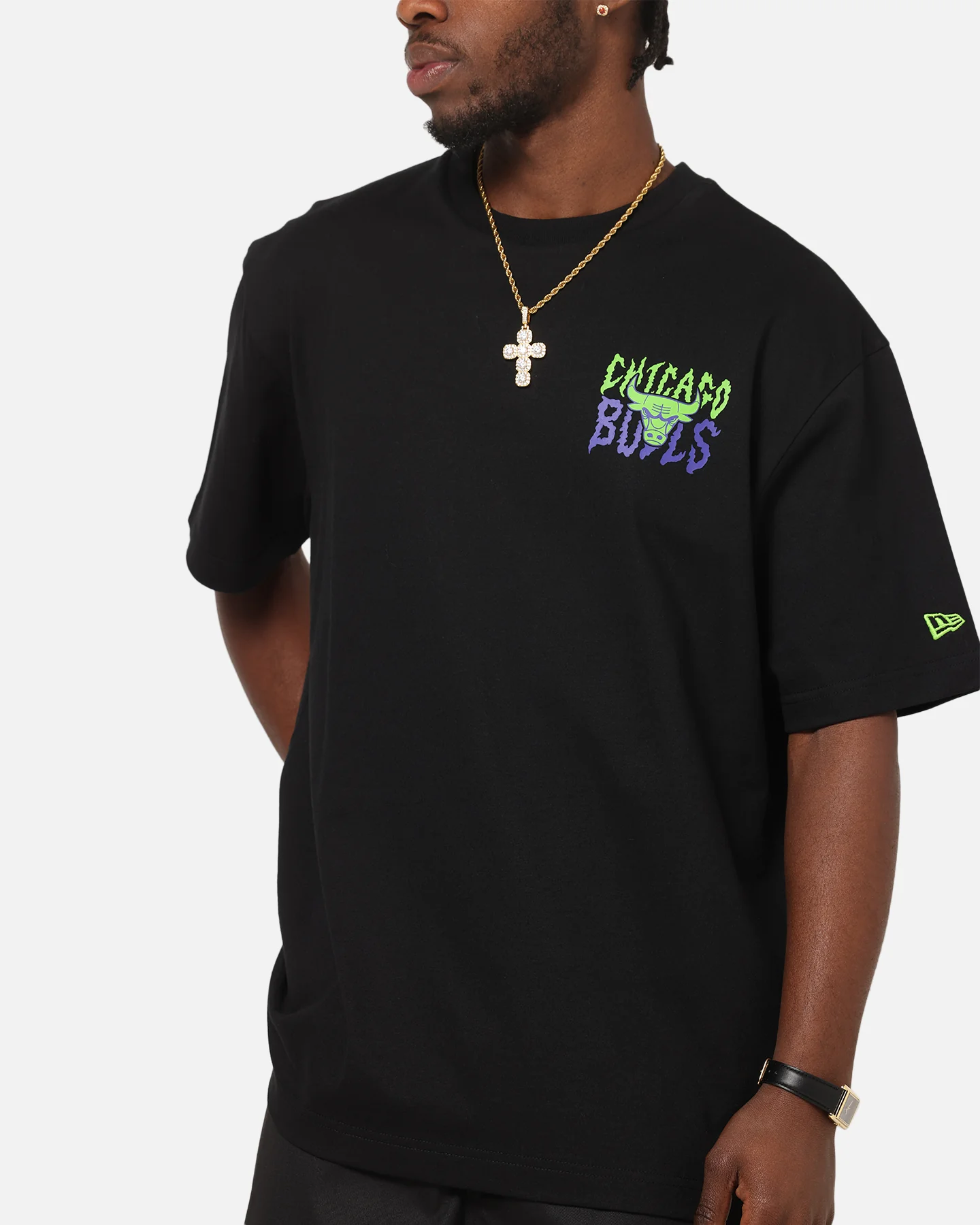 New Era Chicago Bulls Drip T-Shirt Black - Image 8