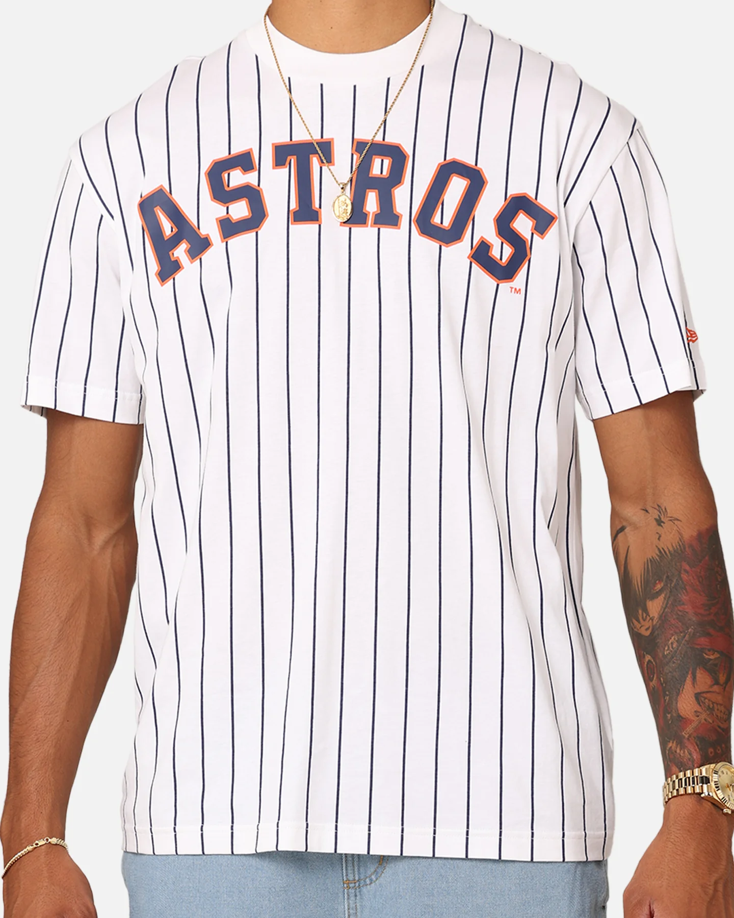 New Era Houston Astros Oversized T-Shirt White Pinstripe - Image 4