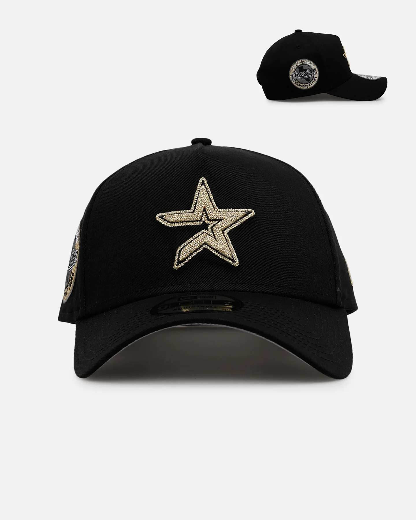 New Era Houston Astros 'Raised Metallic Chainstitch' 9FORTY A-Frame Snapback Black