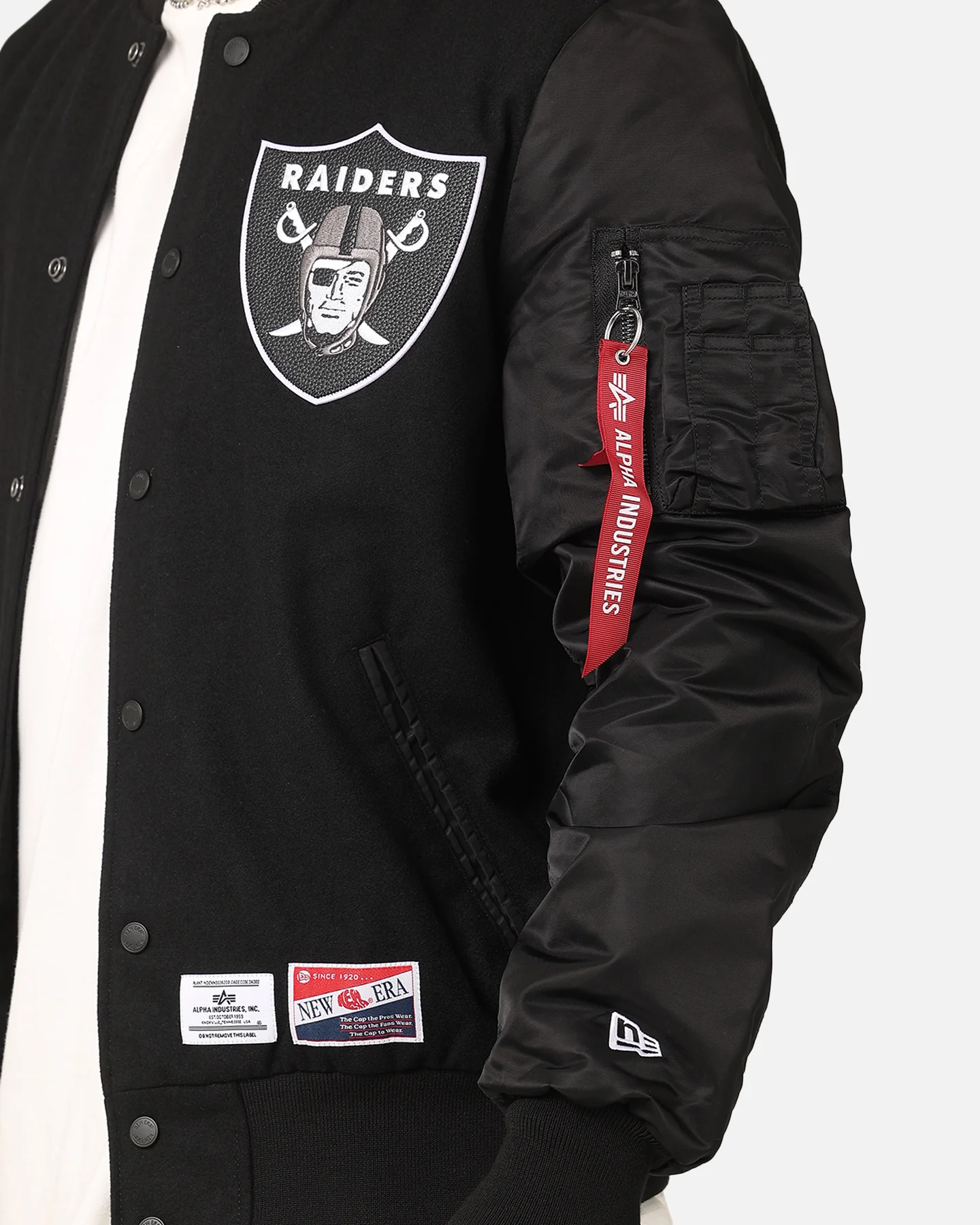 New Era Las Vegas Raiders Alpha Industries MA-1 Wool Varsity Jacket Black - Image 8