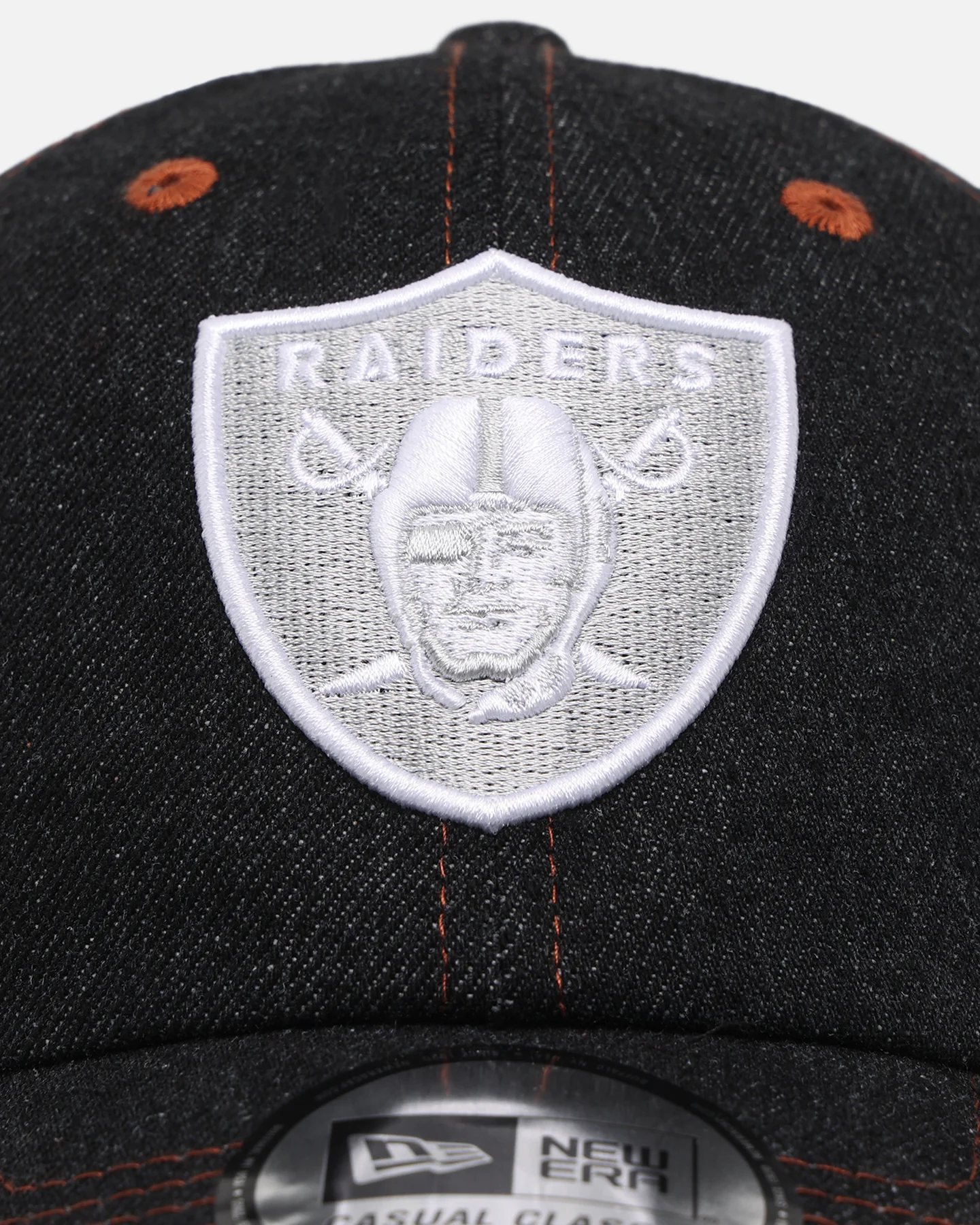 New Era Las Vegas Raiders "Black Denim" Classic Casual Strapback Black Denim/Rust Contrast - Image 7