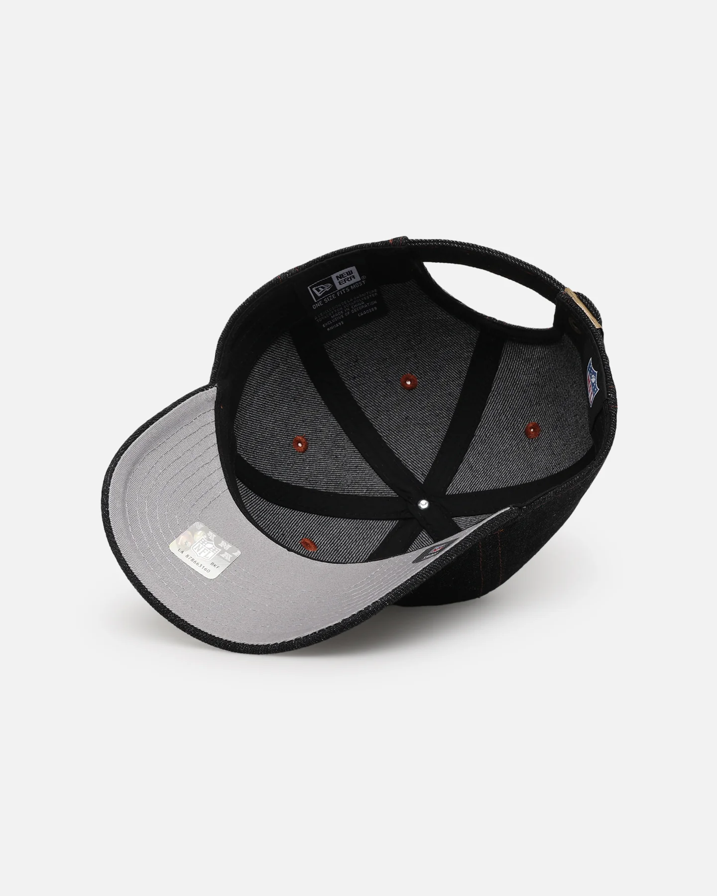 New Era Las Vegas Raiders "Black Denim" Classic Casual Strapback Black Denim/Rust Contrast - Image 8