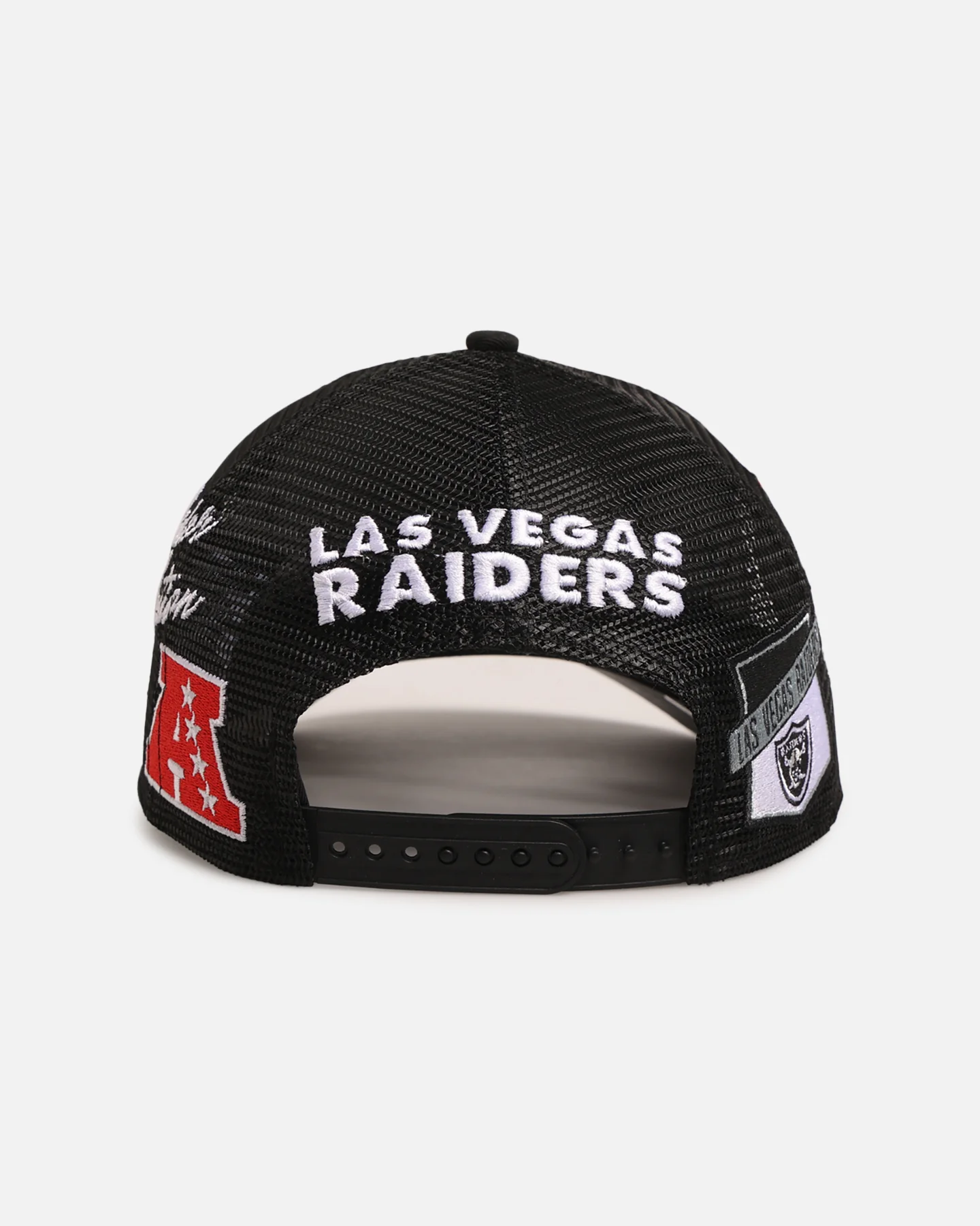 New Era Las Vegas Raiders 'Mesh Crown All Over Logos' 9FORTY A-Frame Snapback Official Team Colour - Image 2