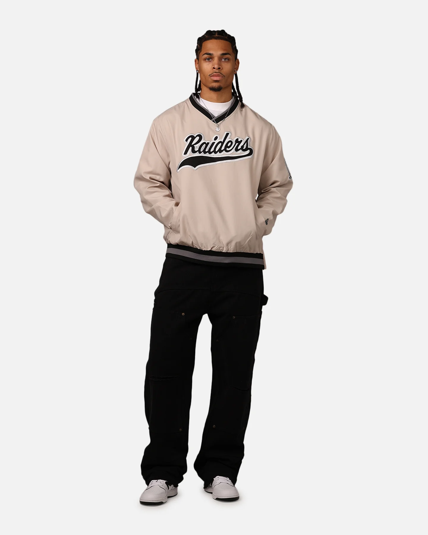 New Era Las Vegas Raiders Sports Classics Pullover Windbreaker Stone/OTC - Image 3