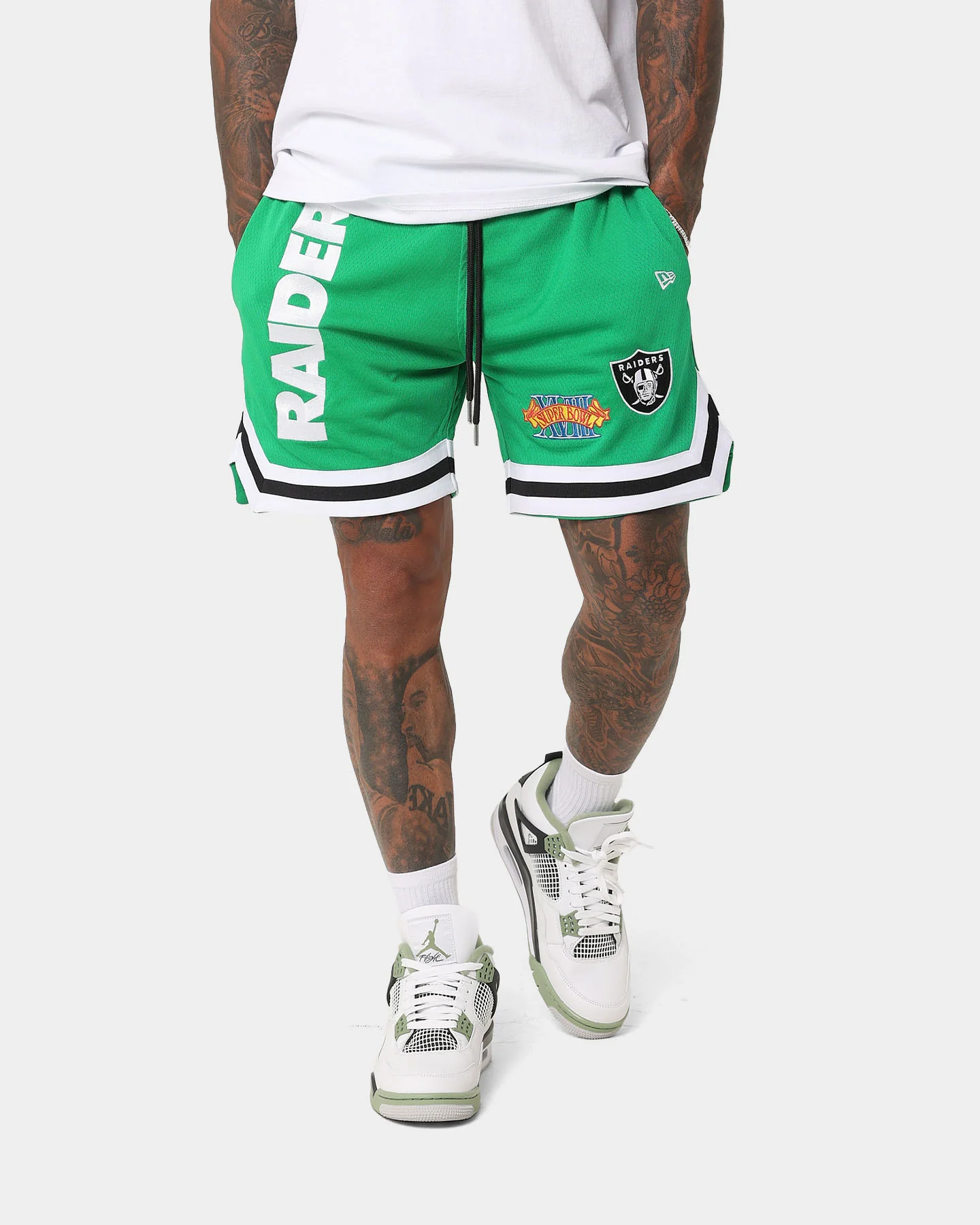 New Era Las Vegas Raiders 'Tropical Punch Script Pack' Mesh Shorts Lucky Green - Image 2