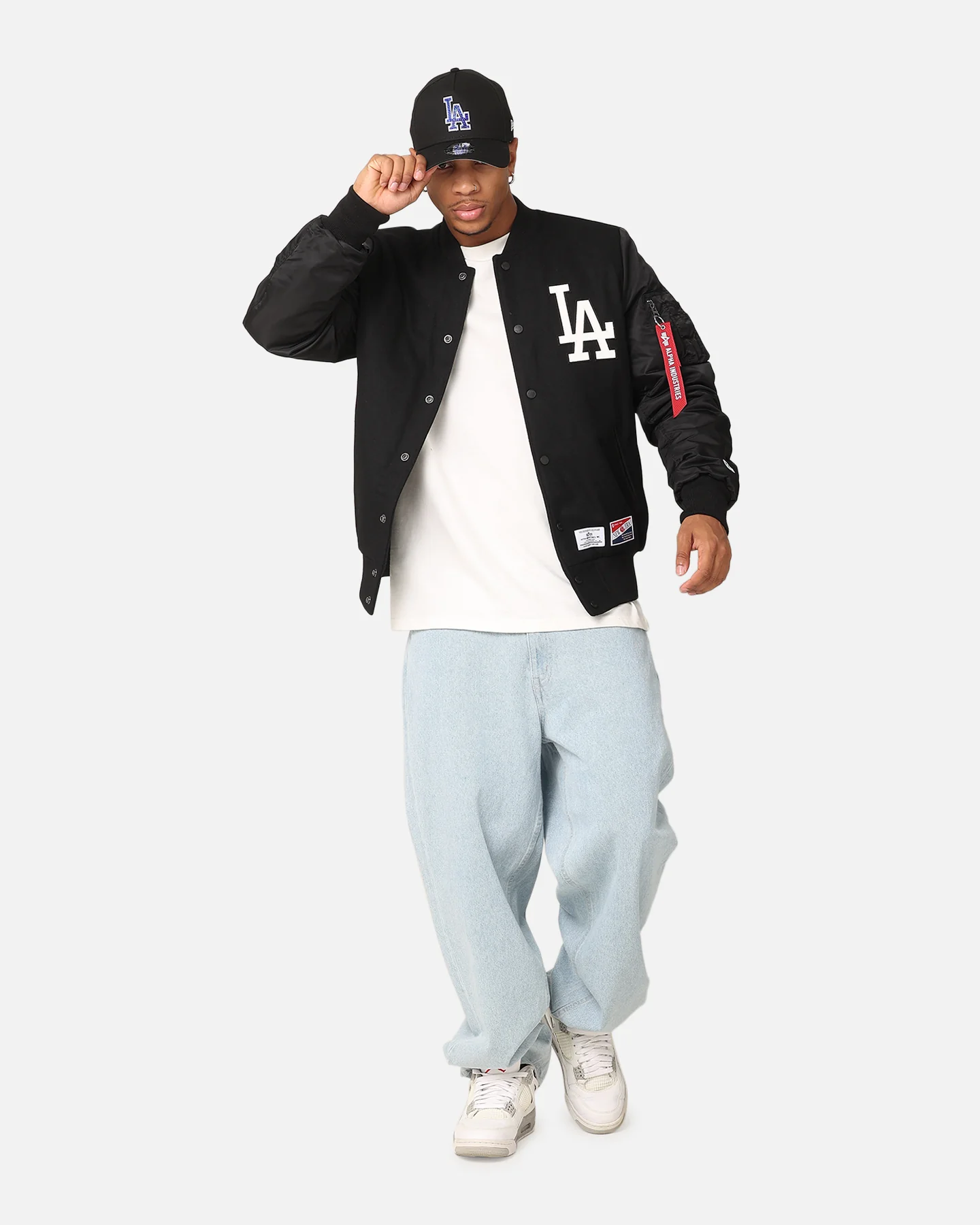 New Era Los Angeles Dodgers Alpha Industries MA-1 Wool Varsity Jacket Black - Image 3