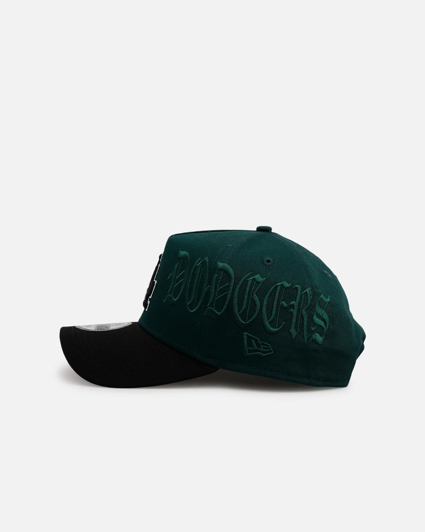 New Era Los Angeles Dodgers 'Gothic Script Two Tone' 9FORTY A-Frame Snapback Dark Green/Black - Image 4